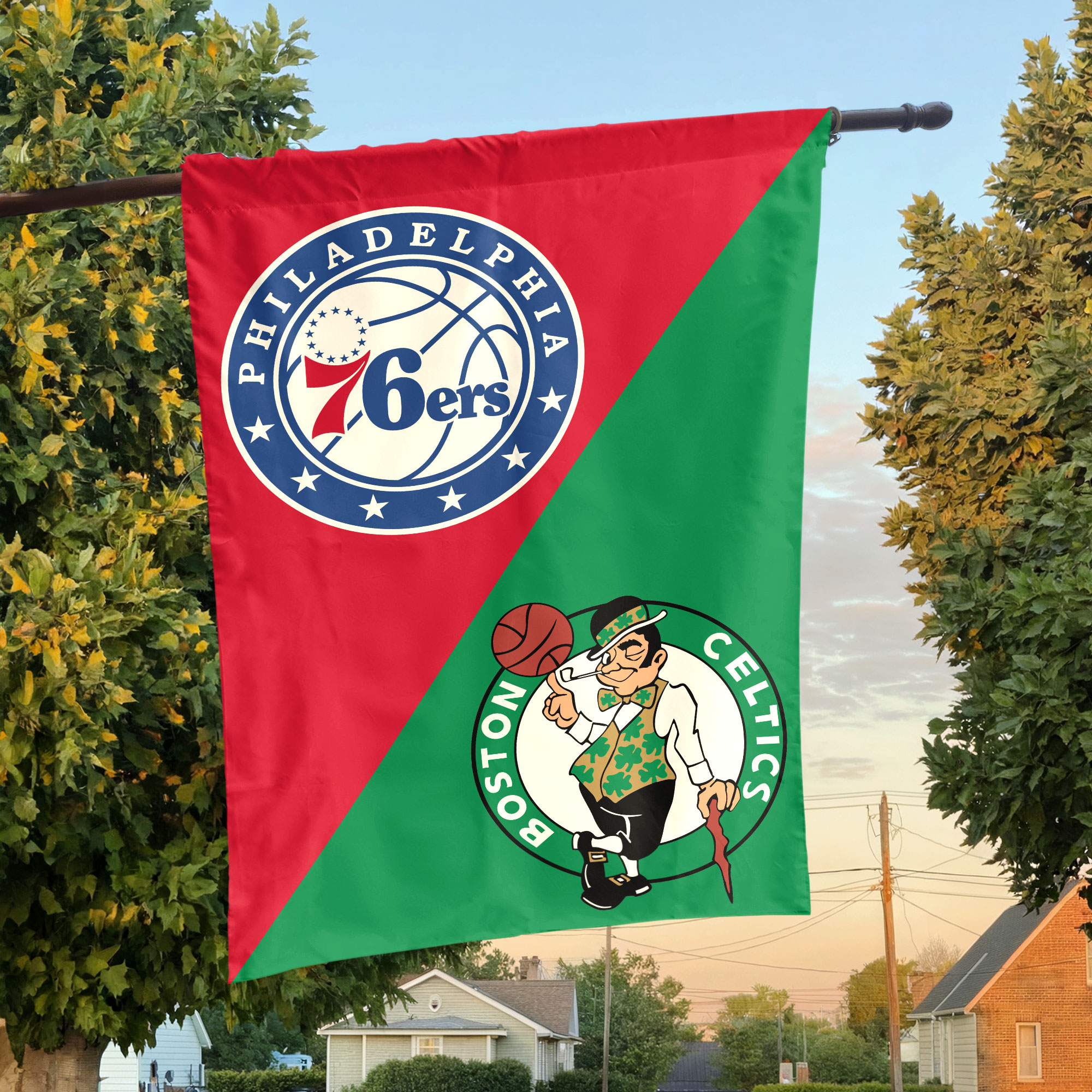 Philadelphia vs Boston House Divided Flag, NBA House Divided Flag