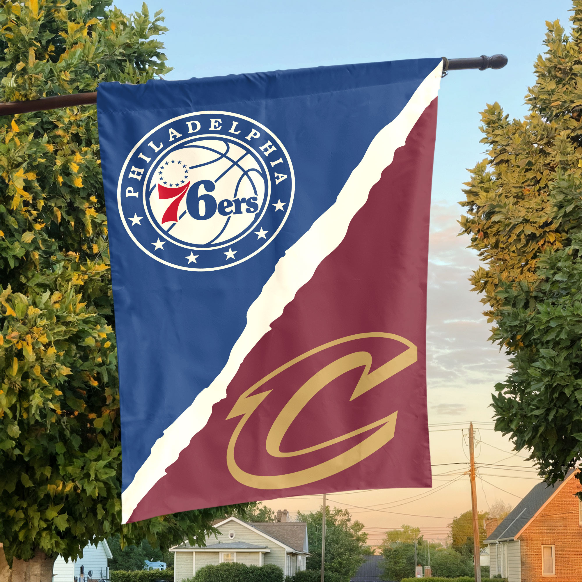Philadelphia vs Cleveland House Divided Flag, NBA House Divided Flag