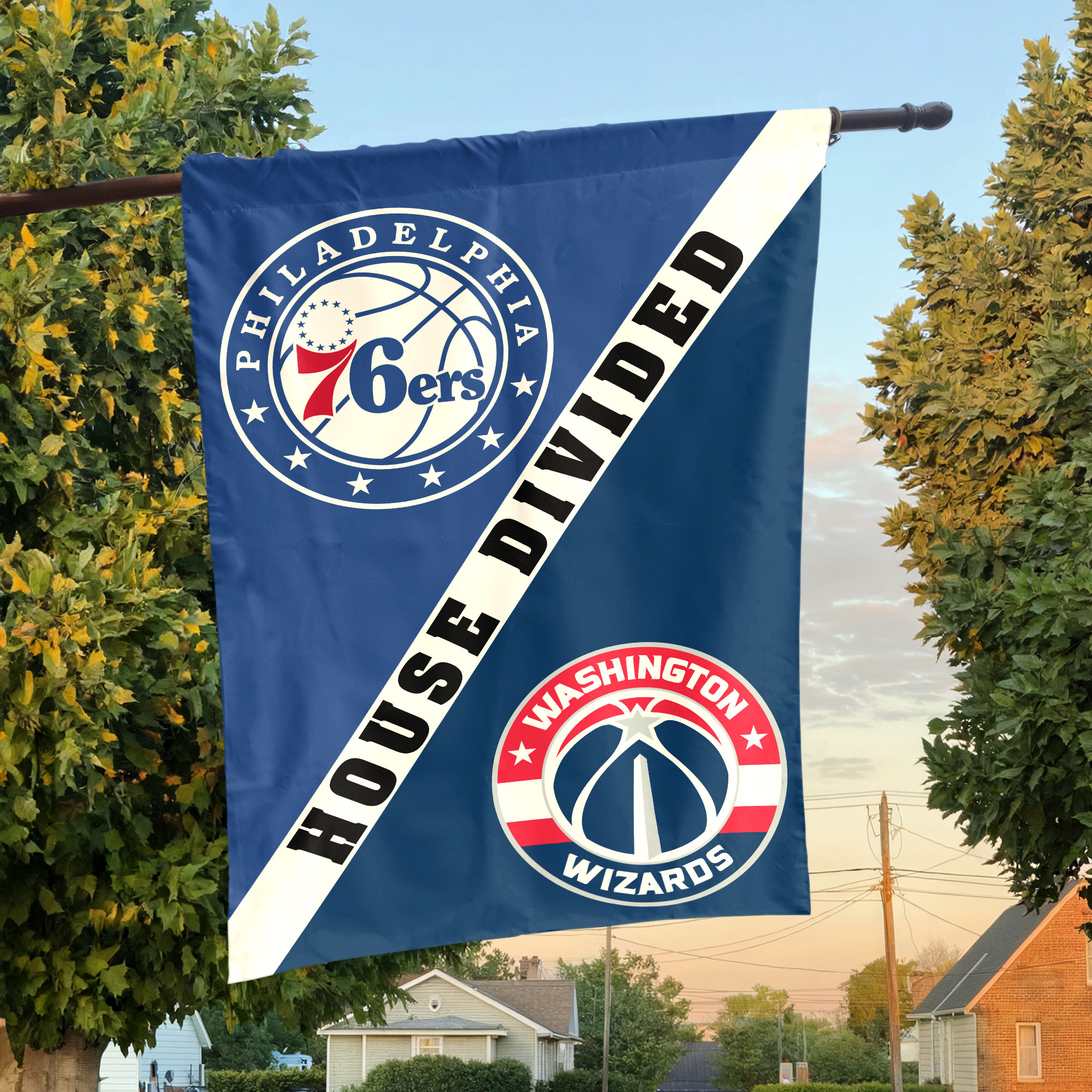 Philadelphia vs Washington House Divided Flag, NBA House Divided Flag