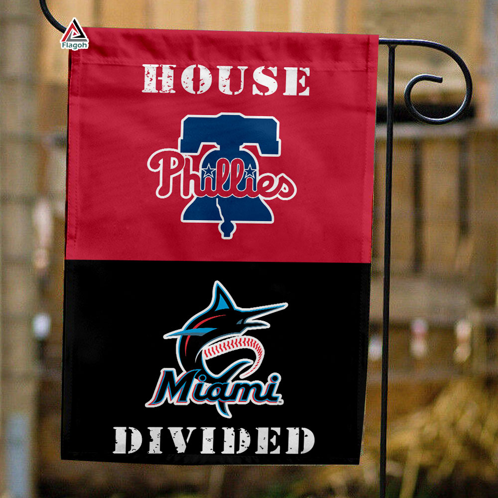 Phillies vs Marlins House Divided Flag, MLB House Divided Flag