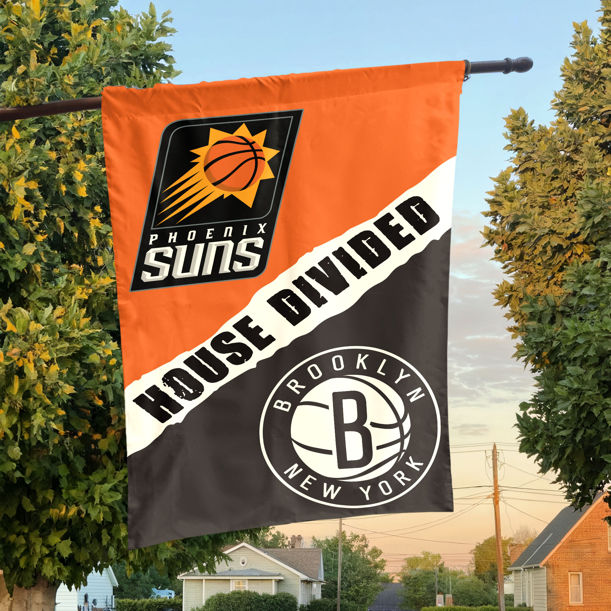 Phoenix vs Brooklyn House Divided Flag, NBA House Divided Flag