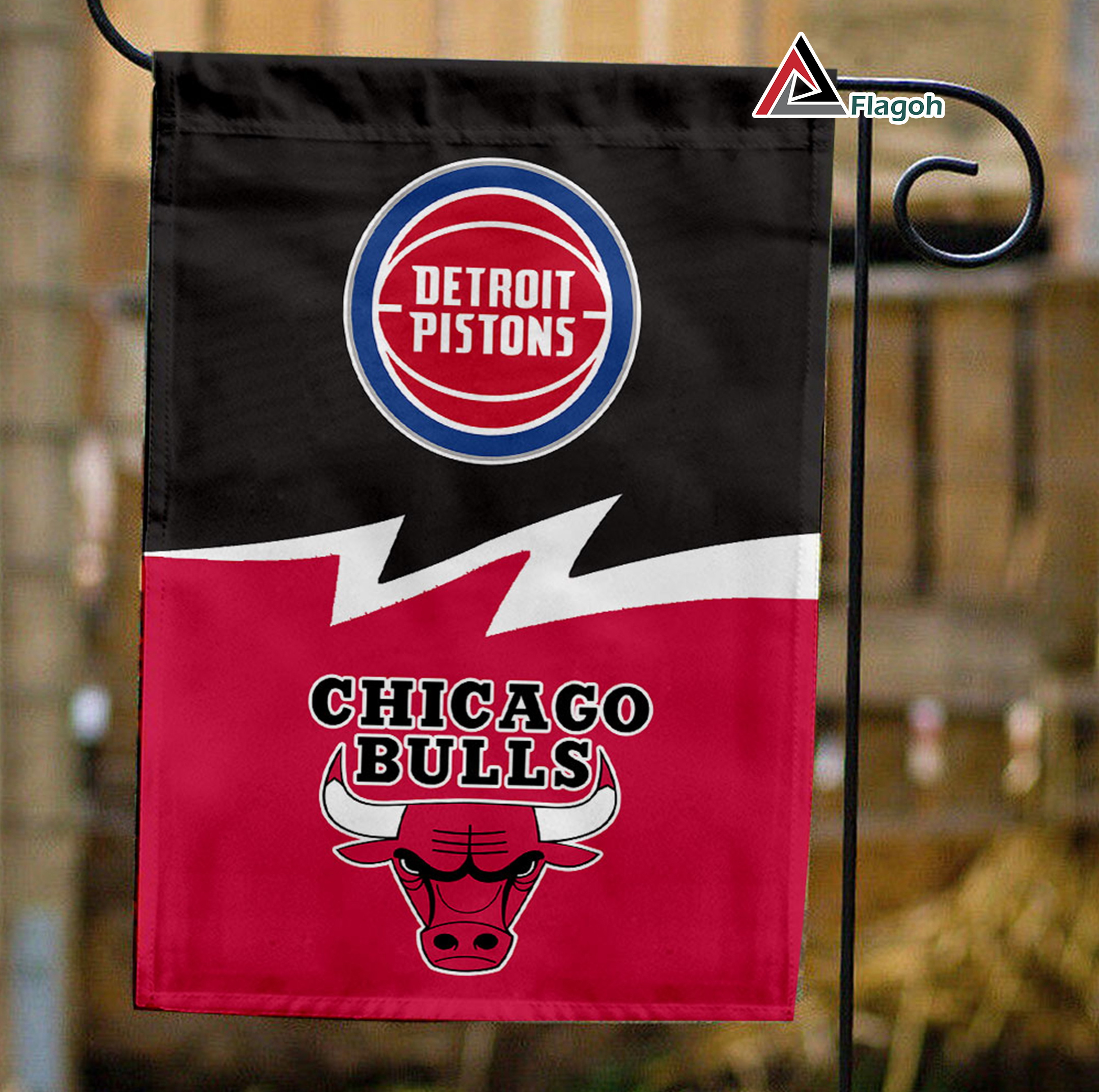 Pistons vs Bulls House Divided Flag, NBA House Divided Flag