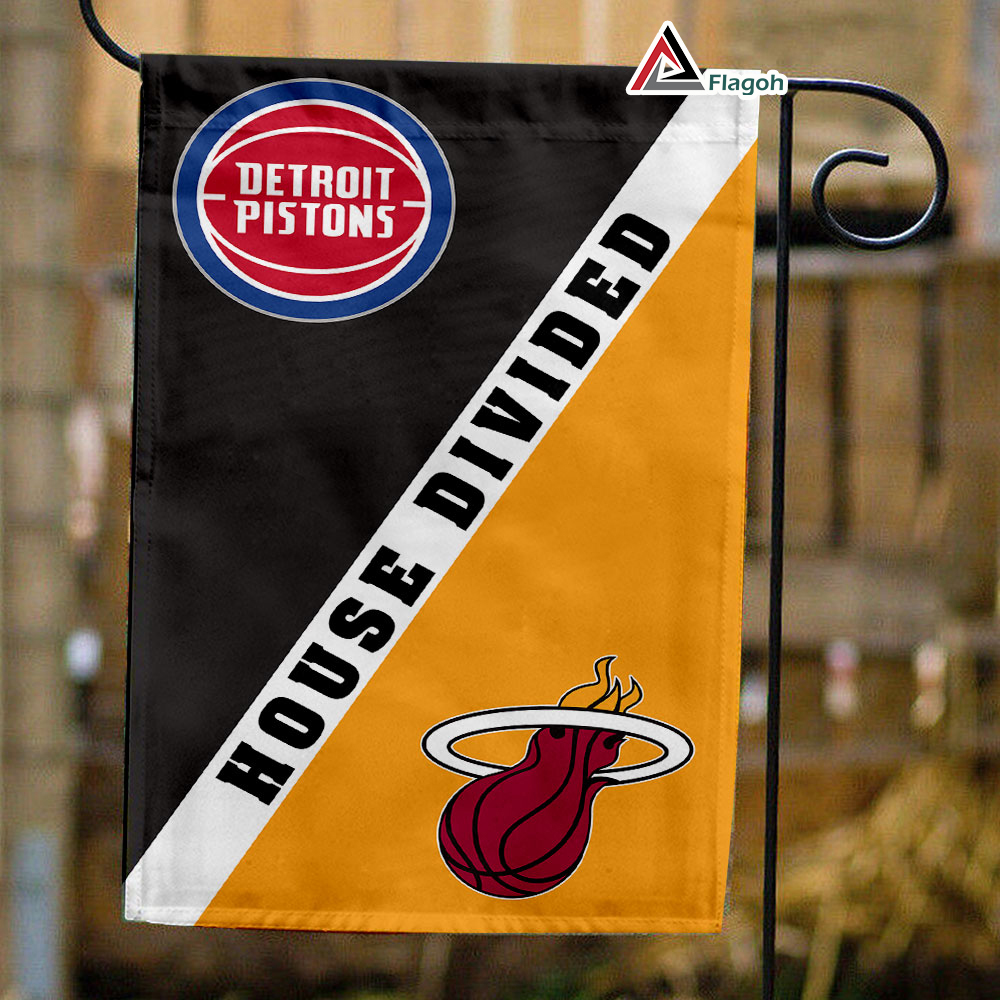 Pistons vs Heat House Divided Flag, NBA House Divided Flag
