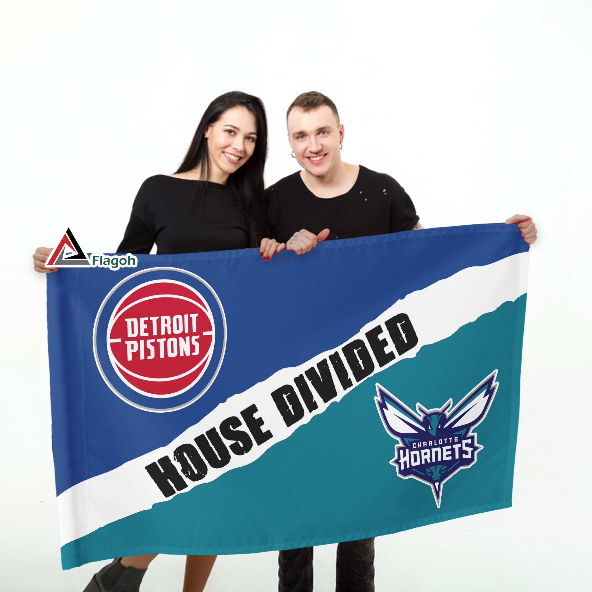 Pistons vs Hornets House Divided Flag, NBA House Divided Flag - Image 3