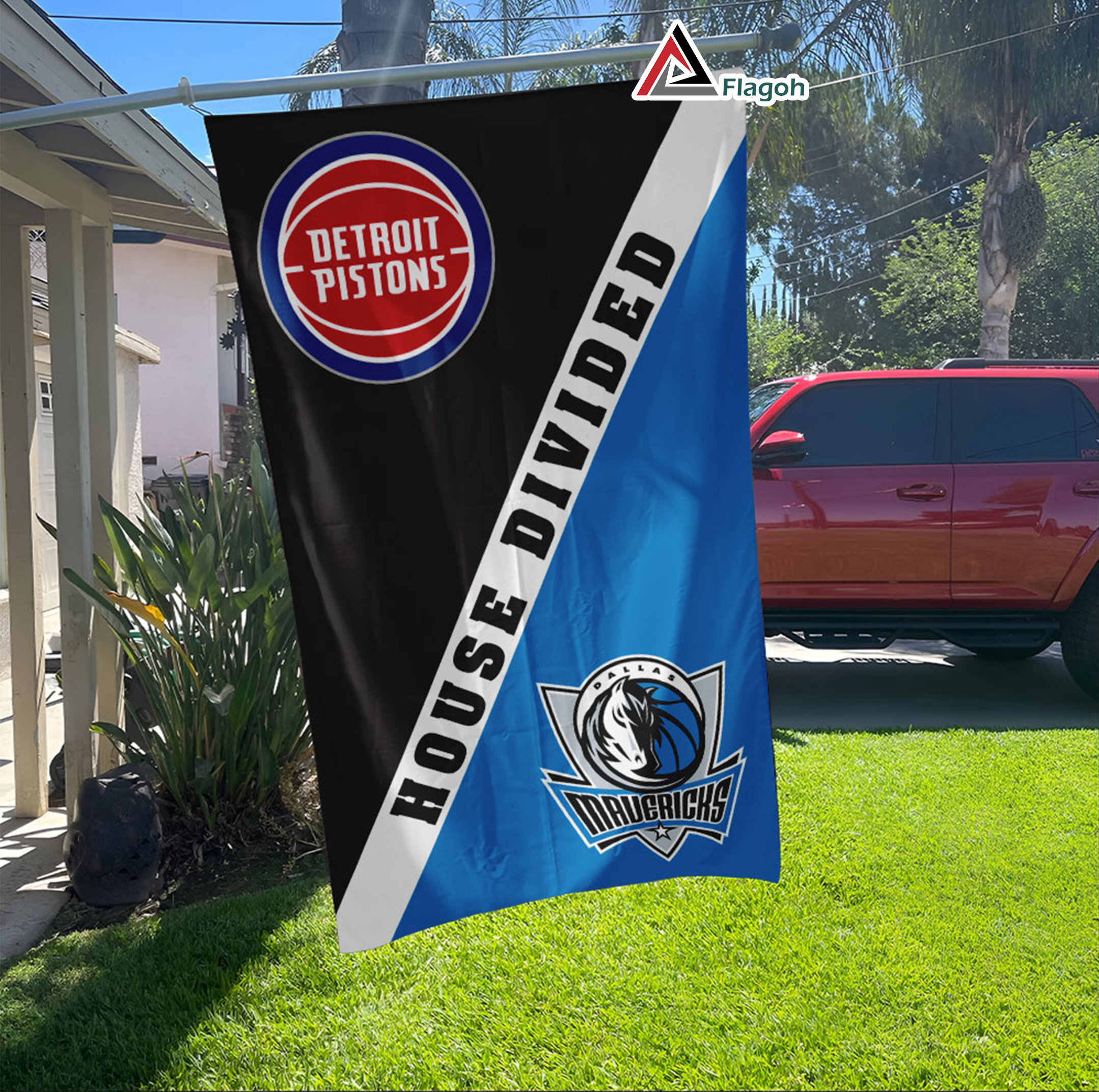 Pistons vs Mavericks House Divided Flag, NBA House Divided Flag - Image 4