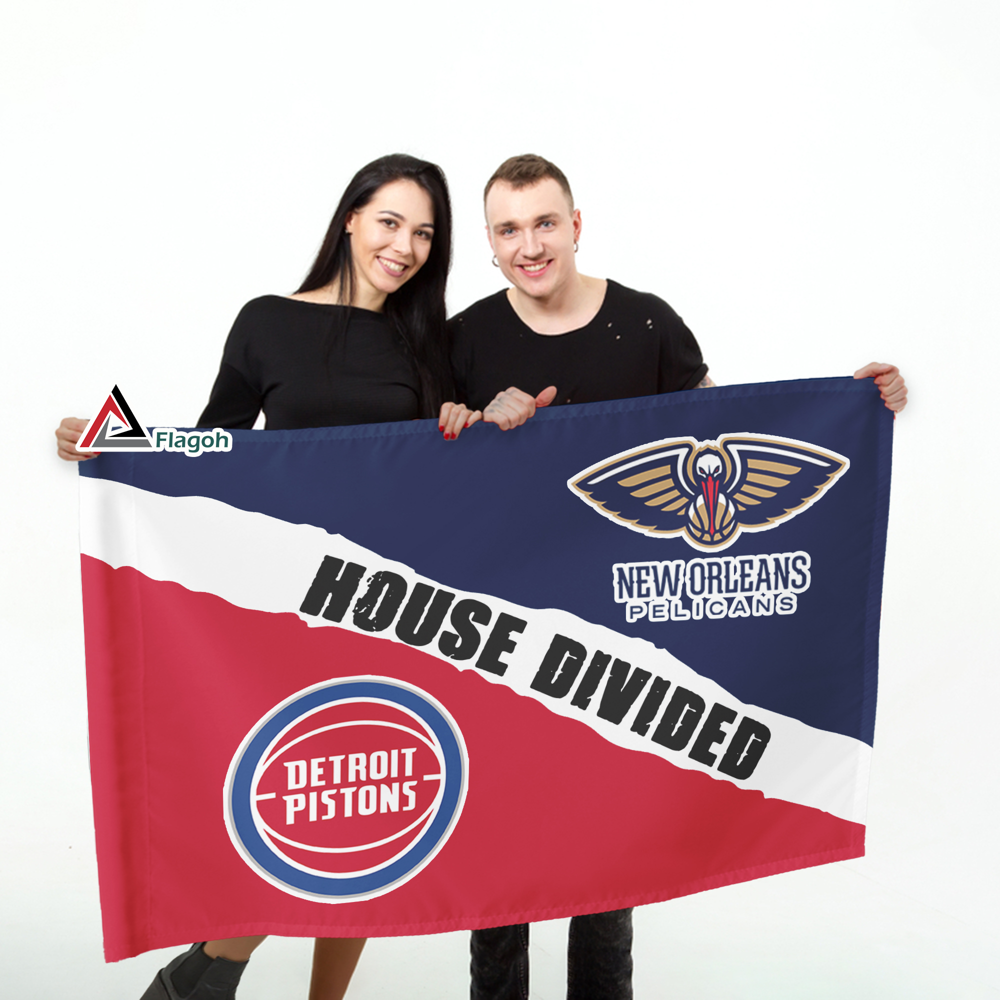 Pistons vs Pelicans House Divided Flag, NBA House Divided Flag - Image 5