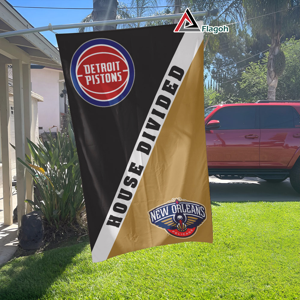Pistons vs Pelicans House Divided Flag, NBA House Divided Flag - Image 3