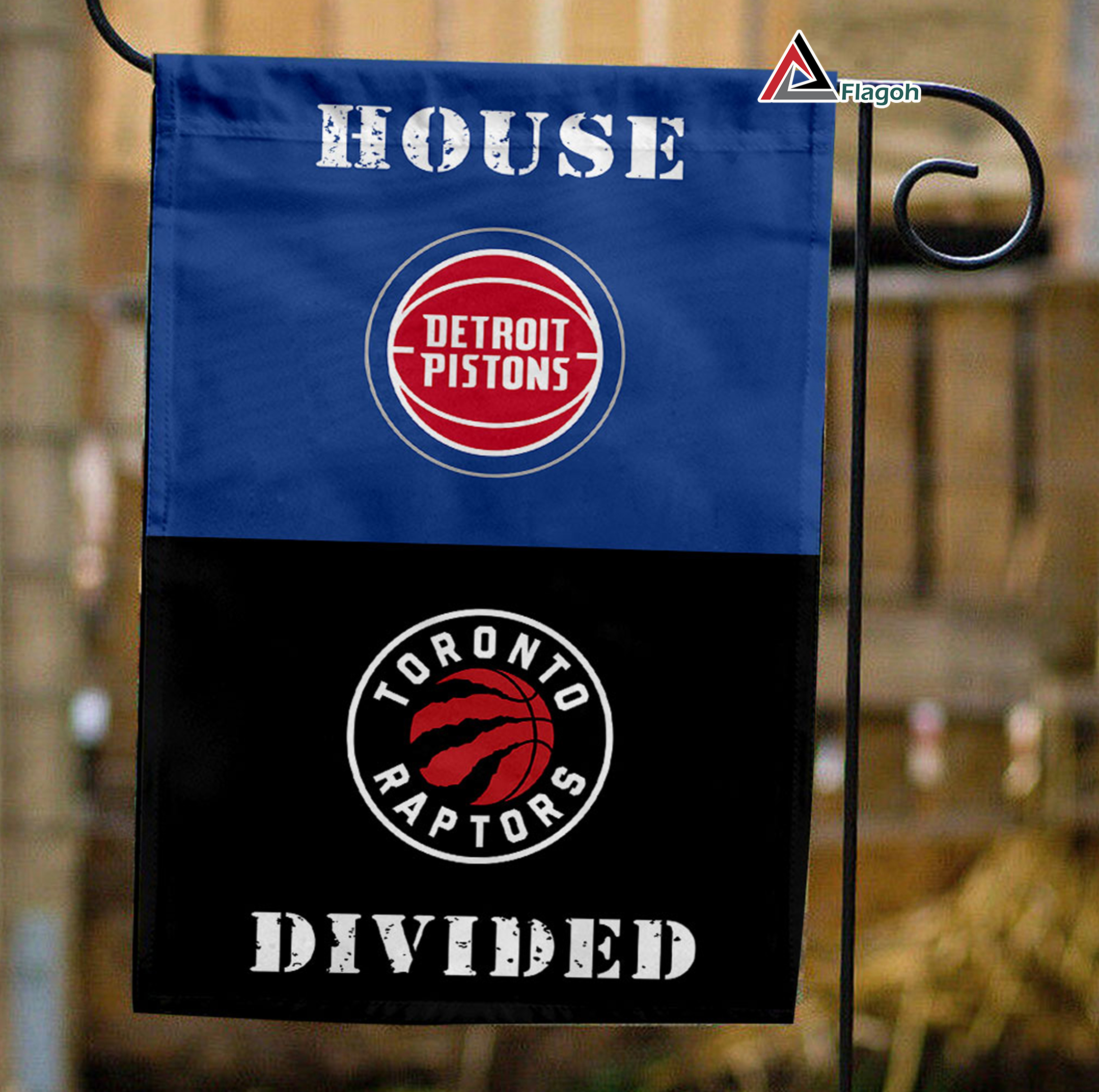 Pistons vs Raptors House Divided Flag, NBA House Divided Flag