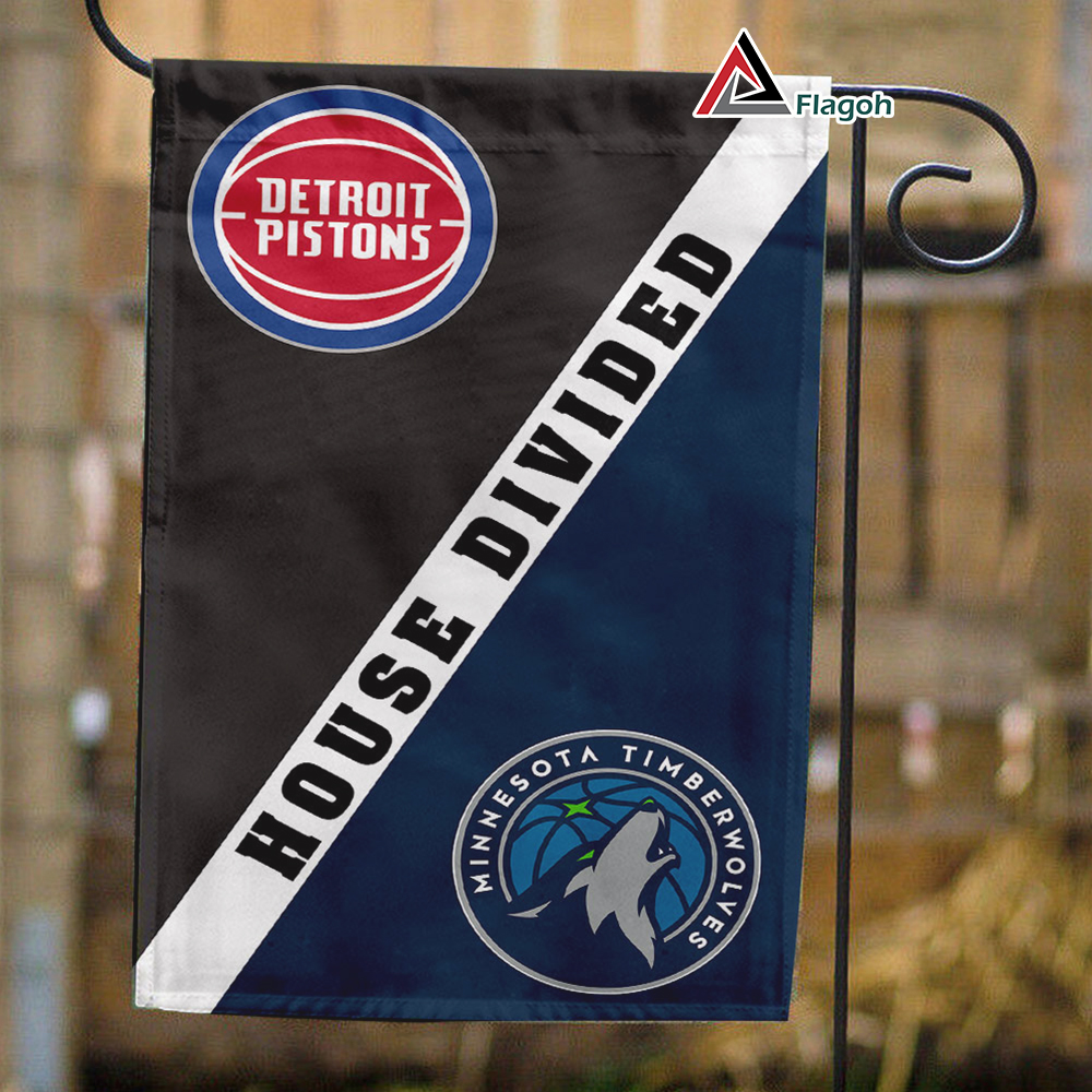 Pistons vs Timberwolves House Divided Flag, NBA House Divided Flag