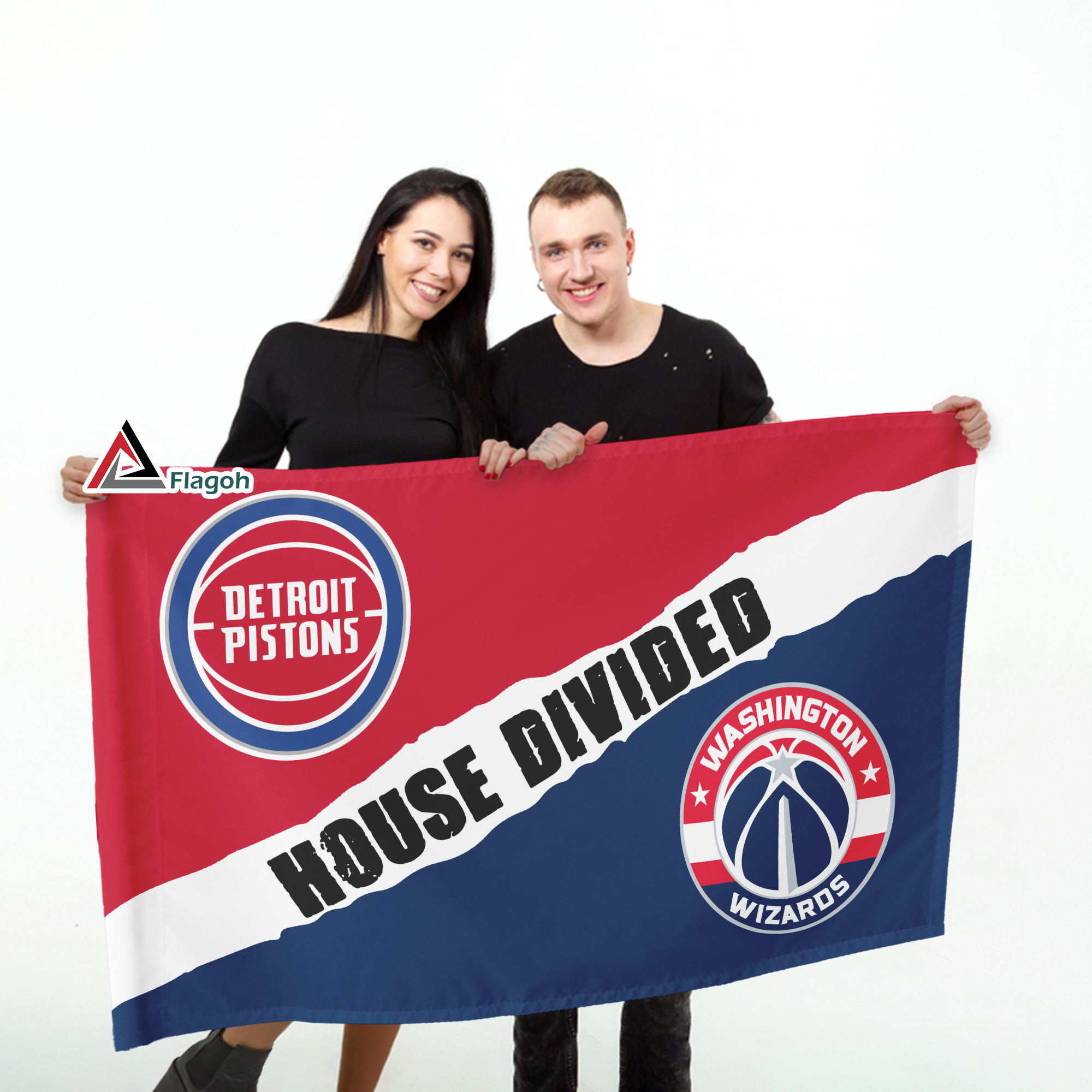 Pistons vs Wizards House Divided Flag, NBA House Divided Flag - Image 3