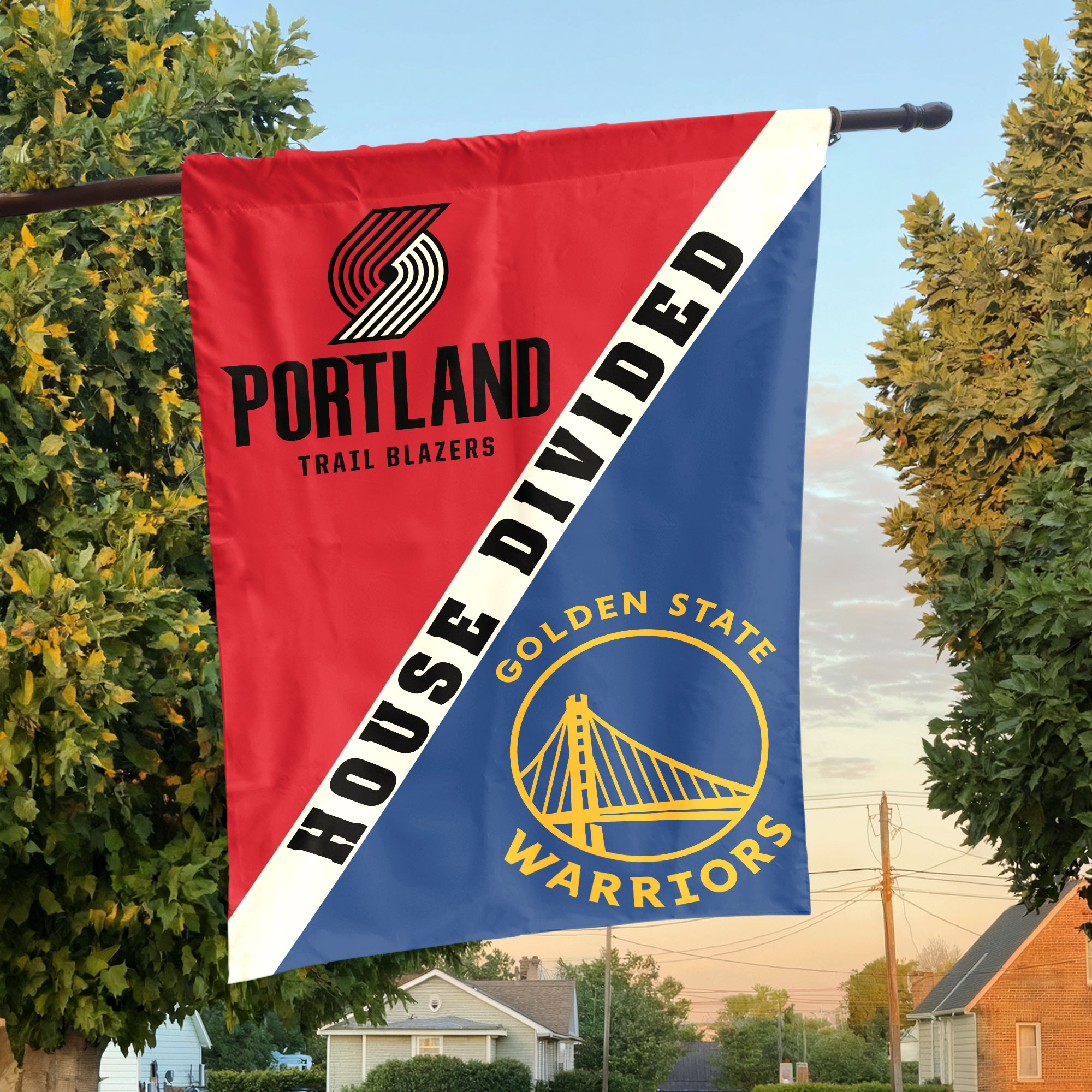 Portland vs Golden State House Divided Flag, NBA House Divided Flag