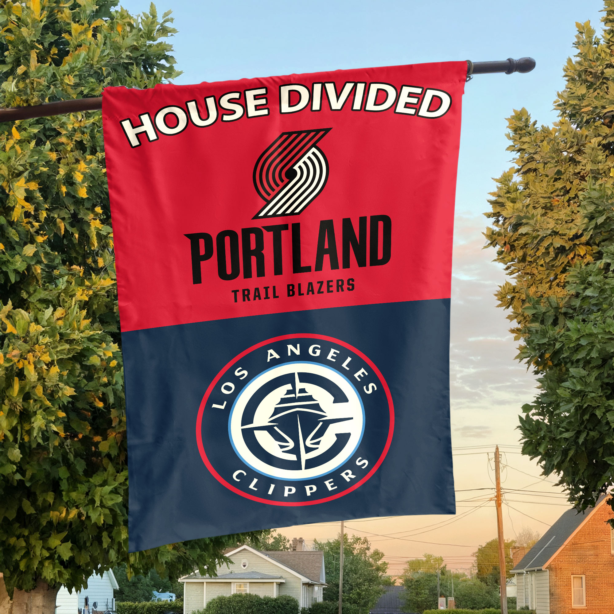 Portland vs LA House Divided Flag, NBA House Divided Flag