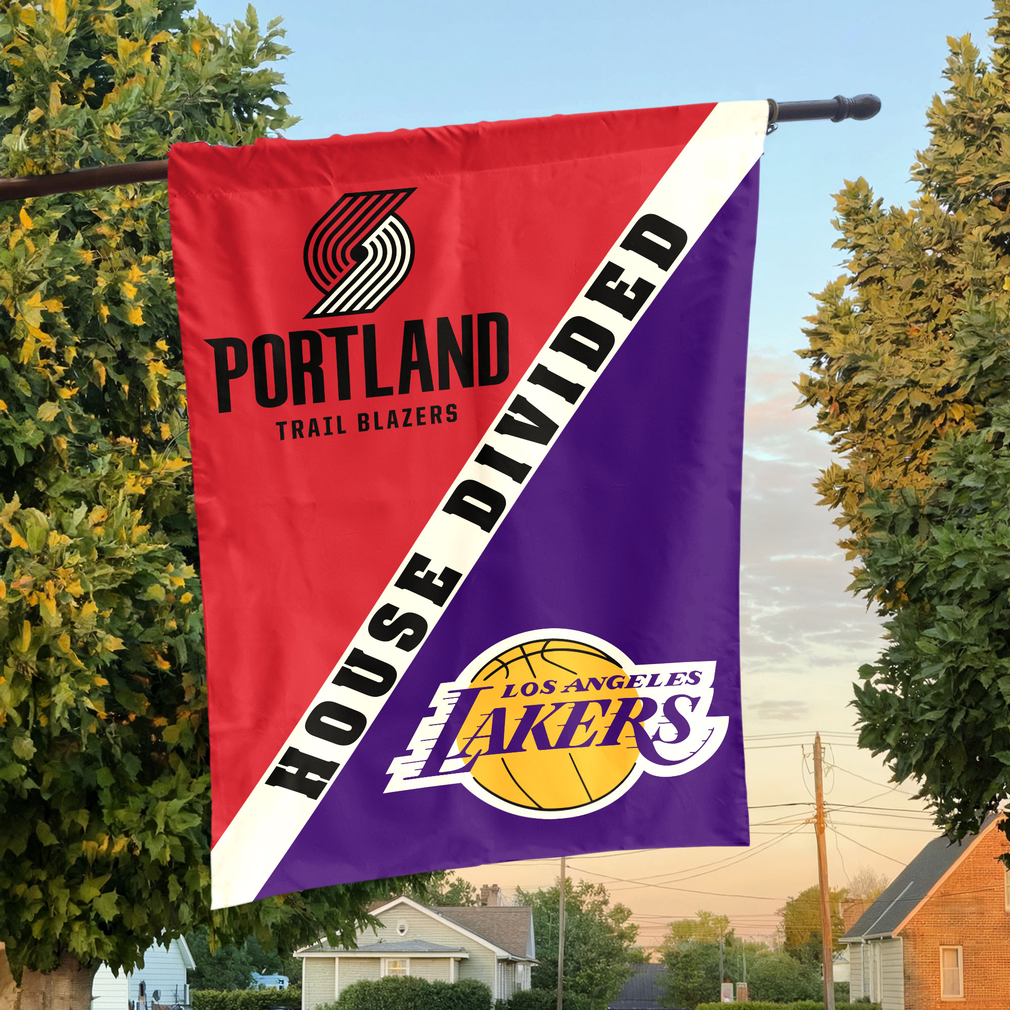 Portland vs Los Angeles House Divided Flag, NBA House Divided Flag