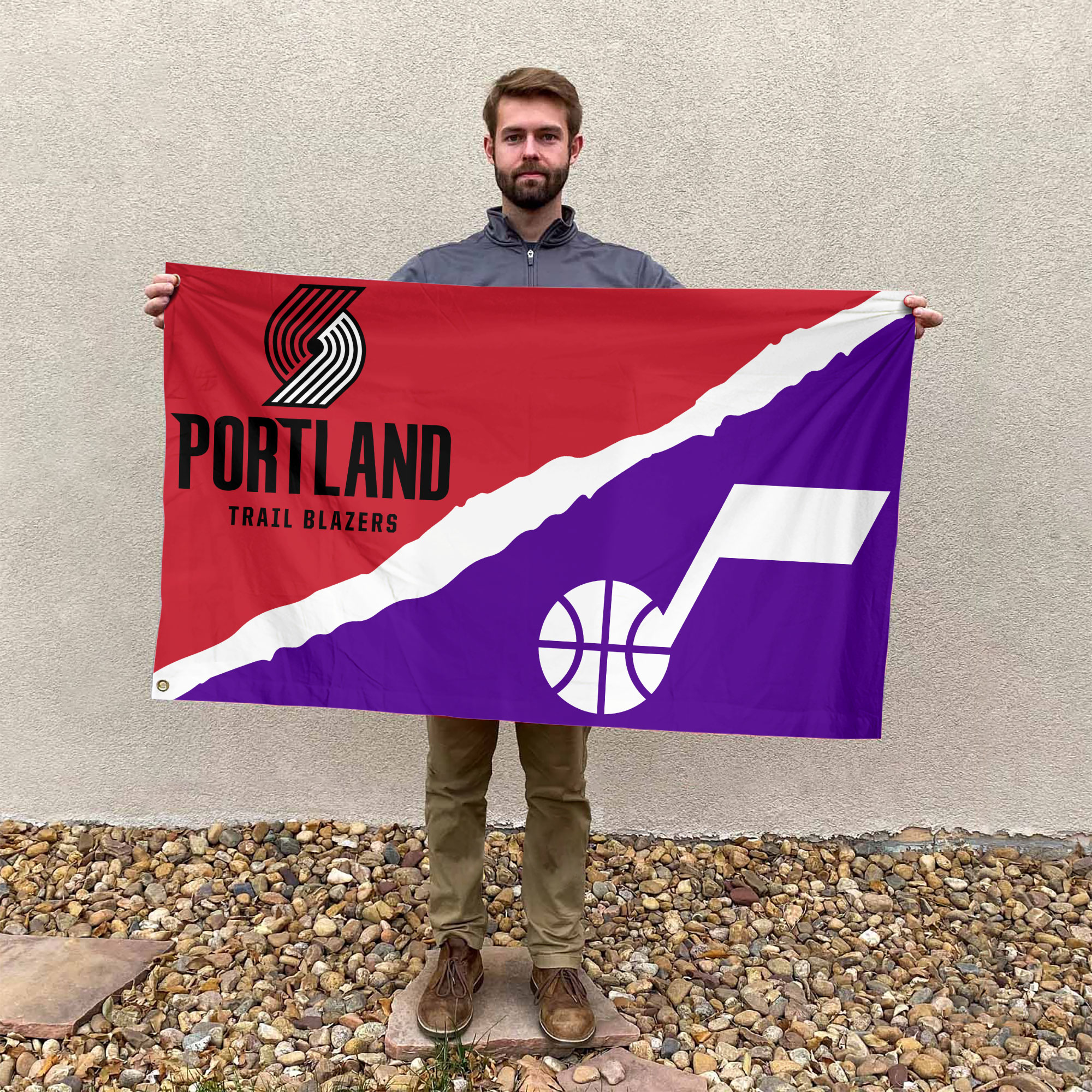 Portland vs Utah House Divided Flag, NBA House Divided Flag - Image 3