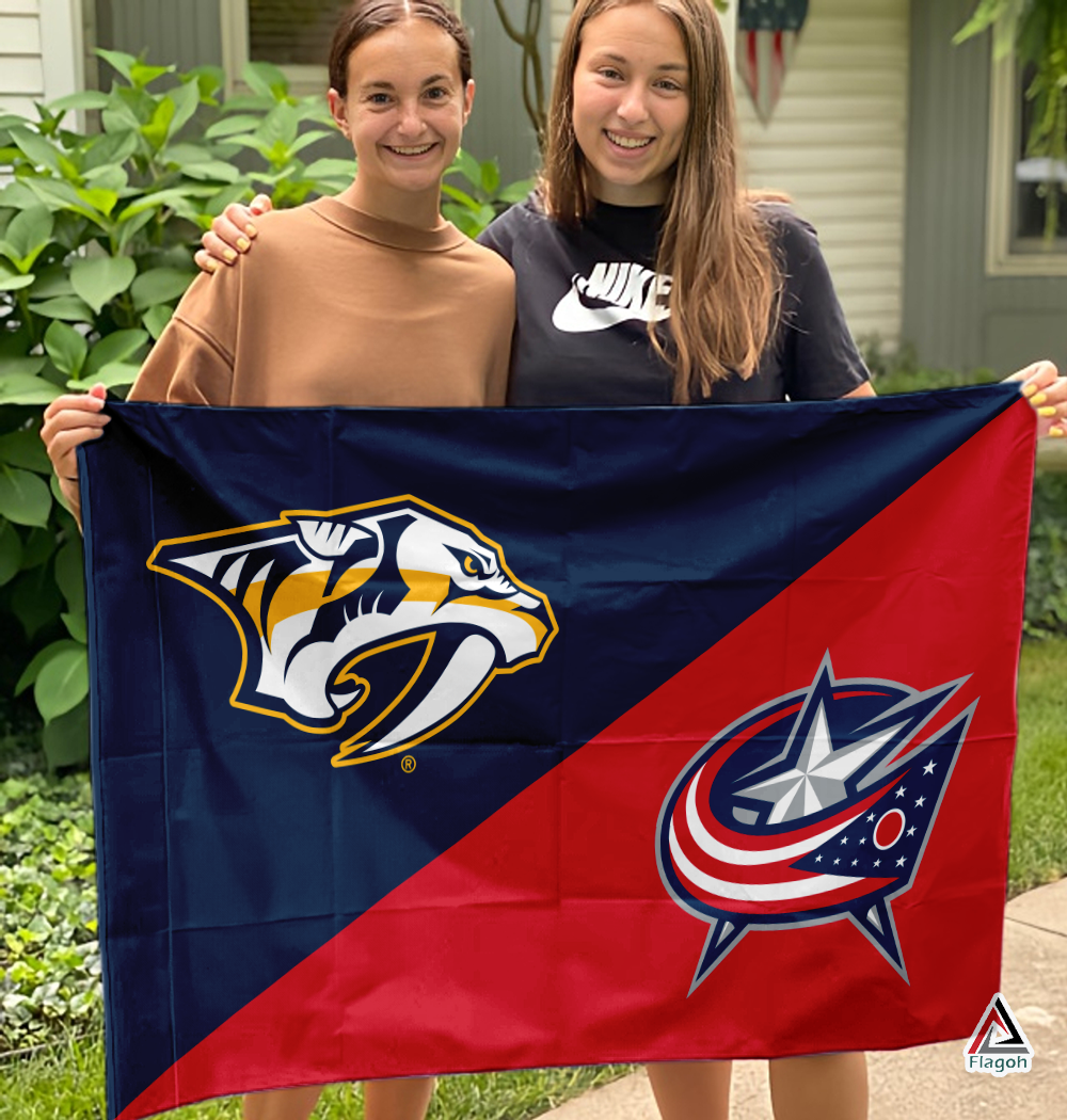 Predators vs Blue Jackets House Divided Flag, NHL House Divided Flag - Image 3