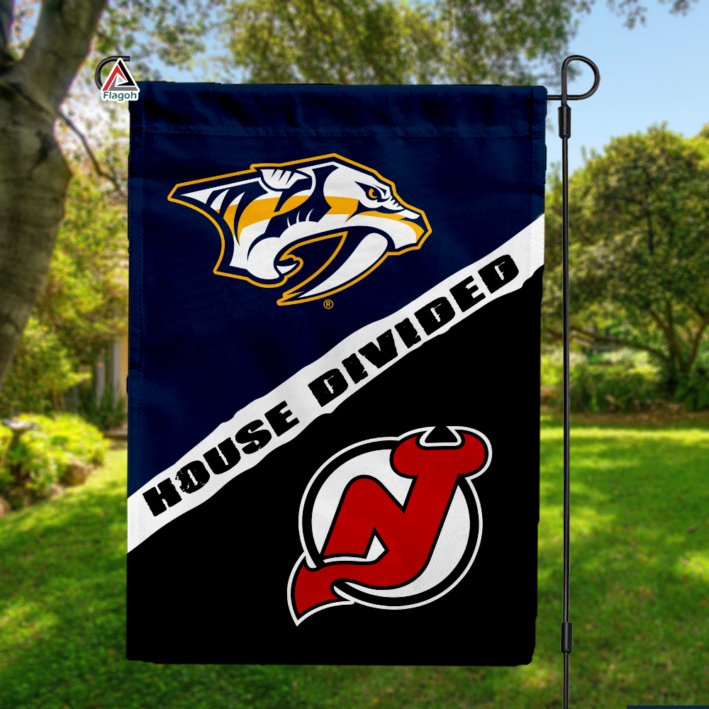 Predators vs Devils House Divided Flag, NHL House Divided Flag