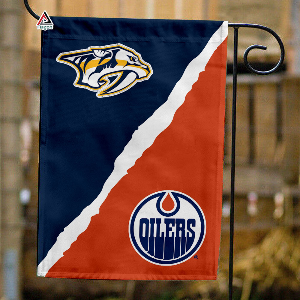 Predators vs Oilers House Divided Flag, NHL House Divided Flag