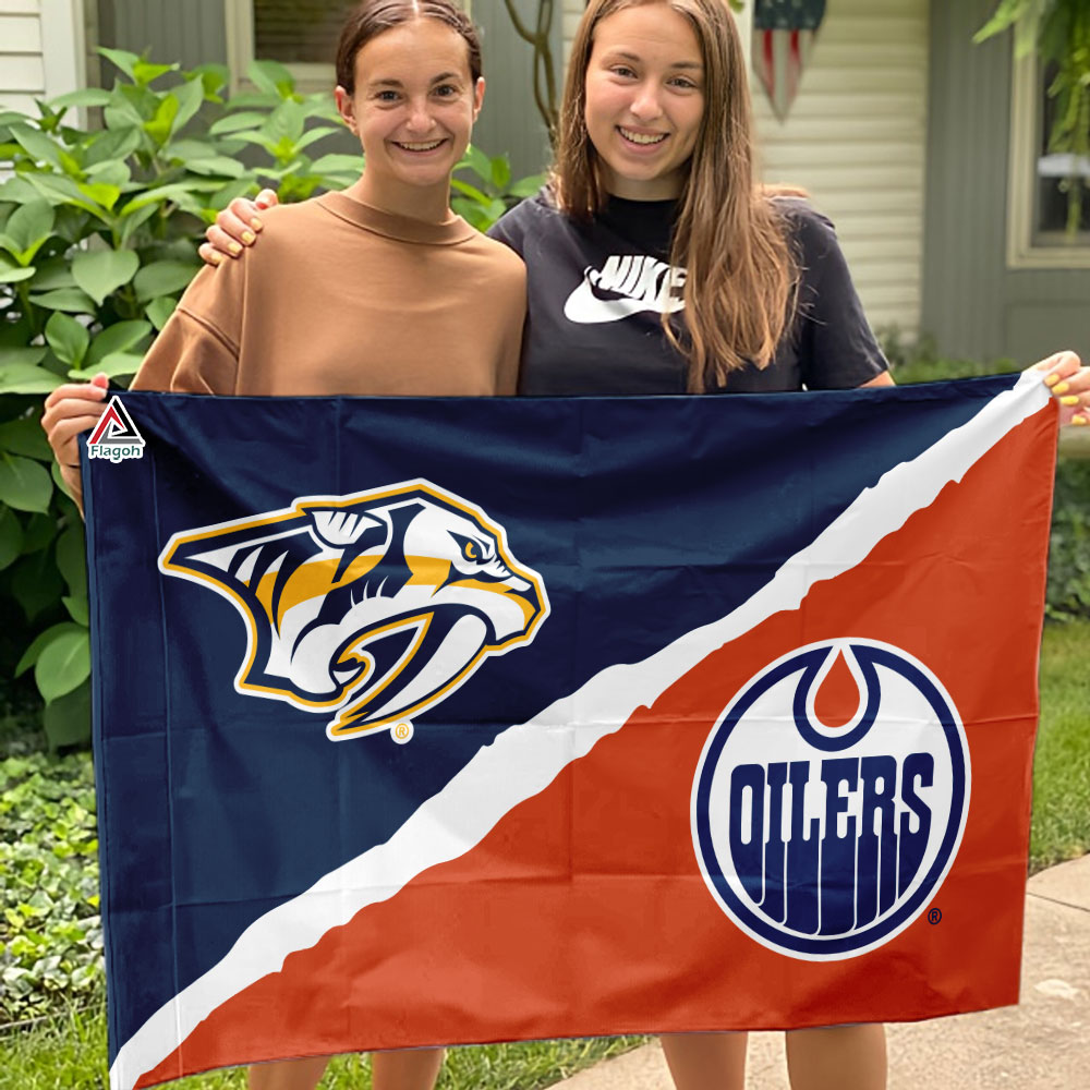 Predators vs Oilers House Divided Flag, NHL House Divided Flag - Image 3