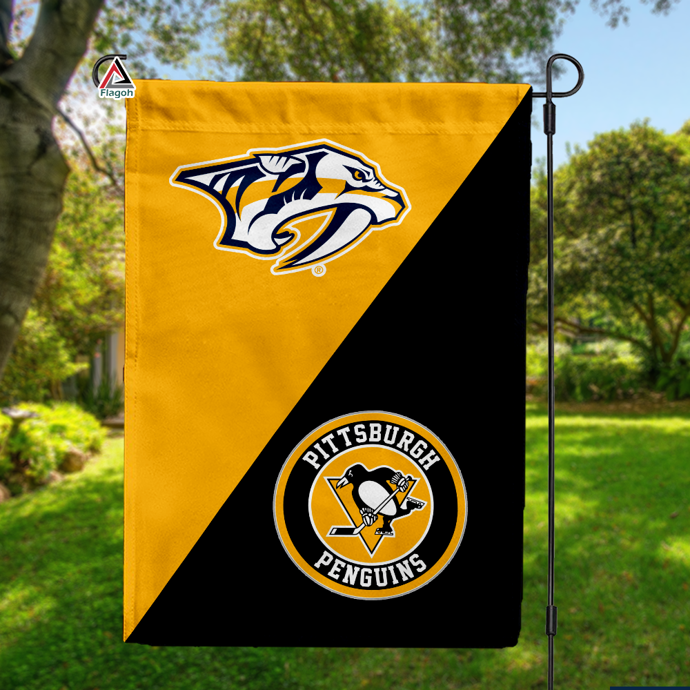 Predators vs Penguins House Divided Flag, NHL House Divided Flag