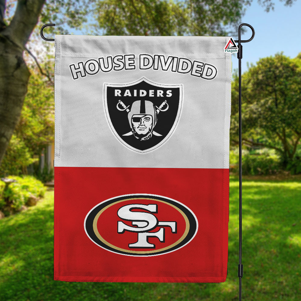 Raiders vs 49ers House Divided Flag, NFL House Divided Flag