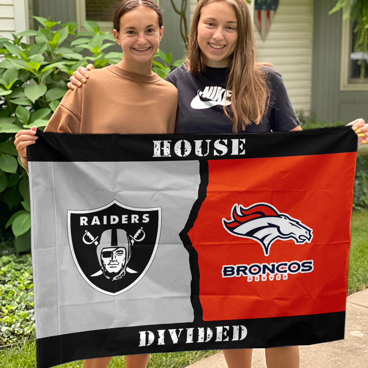 Raiders vs Broncos House Divided Flag, NFL House Divided Flag - Image 3