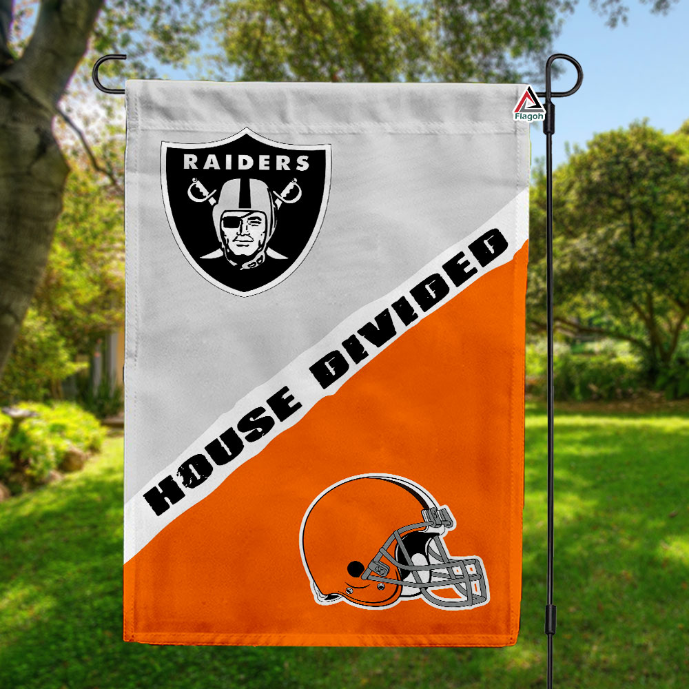 Raiders vs Browns House Divided Flag, NFL House Divided Flag
