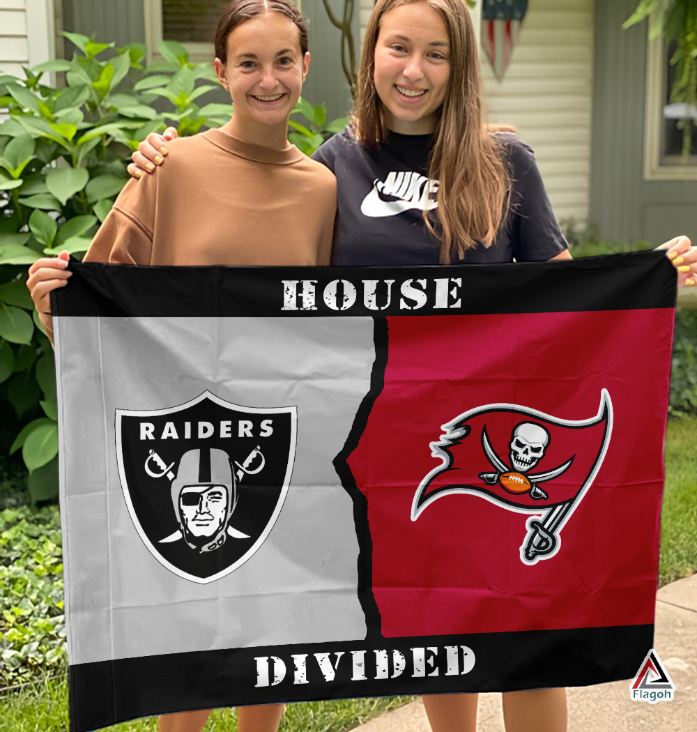 Raiders vs Buccaneers House Divided Flag, NFL House Divided Flag - Image 3