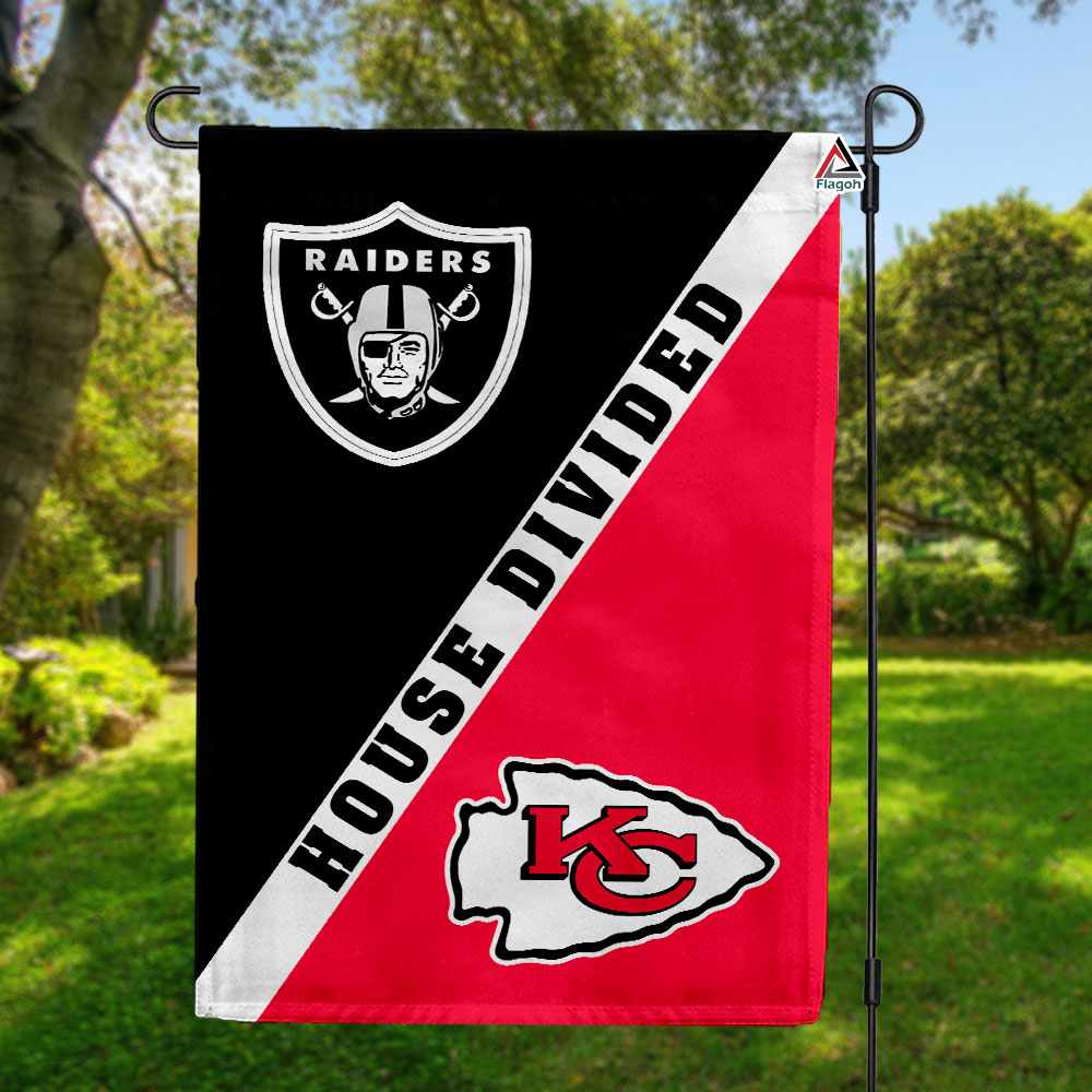 Raiders vs Chiefs House Divided Flag, NFL House Divided Flag