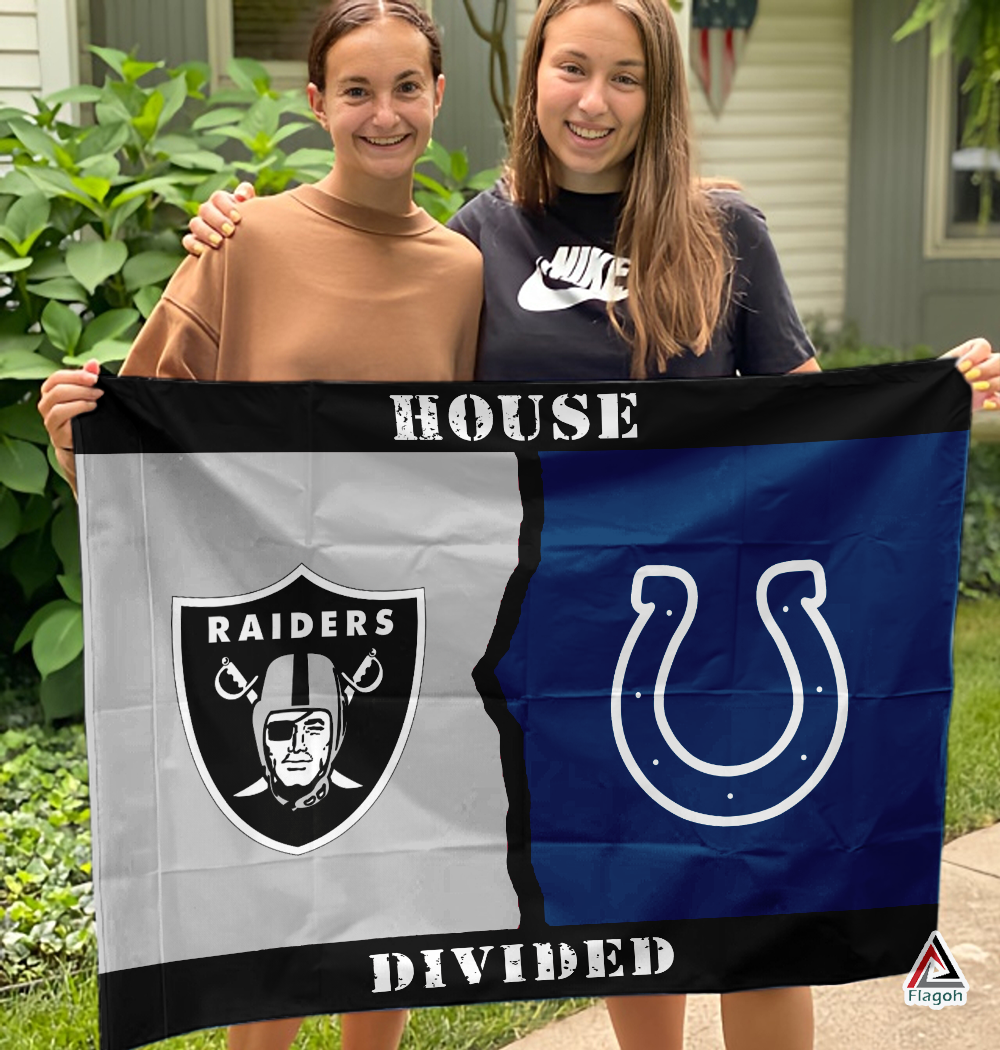 Raiders vs Colts House Divided Flag, NFL House Divided Flag - Image 3