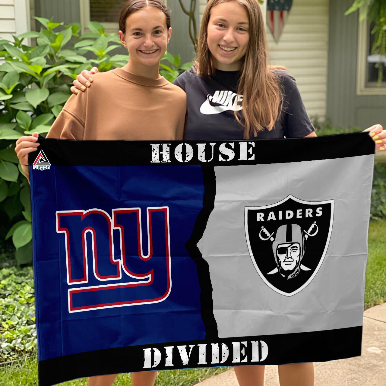 Raiders vs Giants House Divided Flag, NFL House Divided Flag - Image 3
