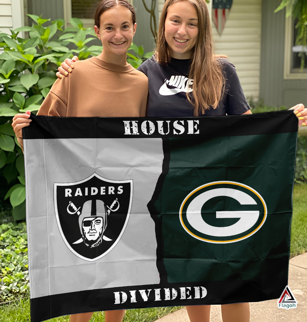 Raiders vs Packers House Divided Flag, NFL House Divided Flag - Image 3