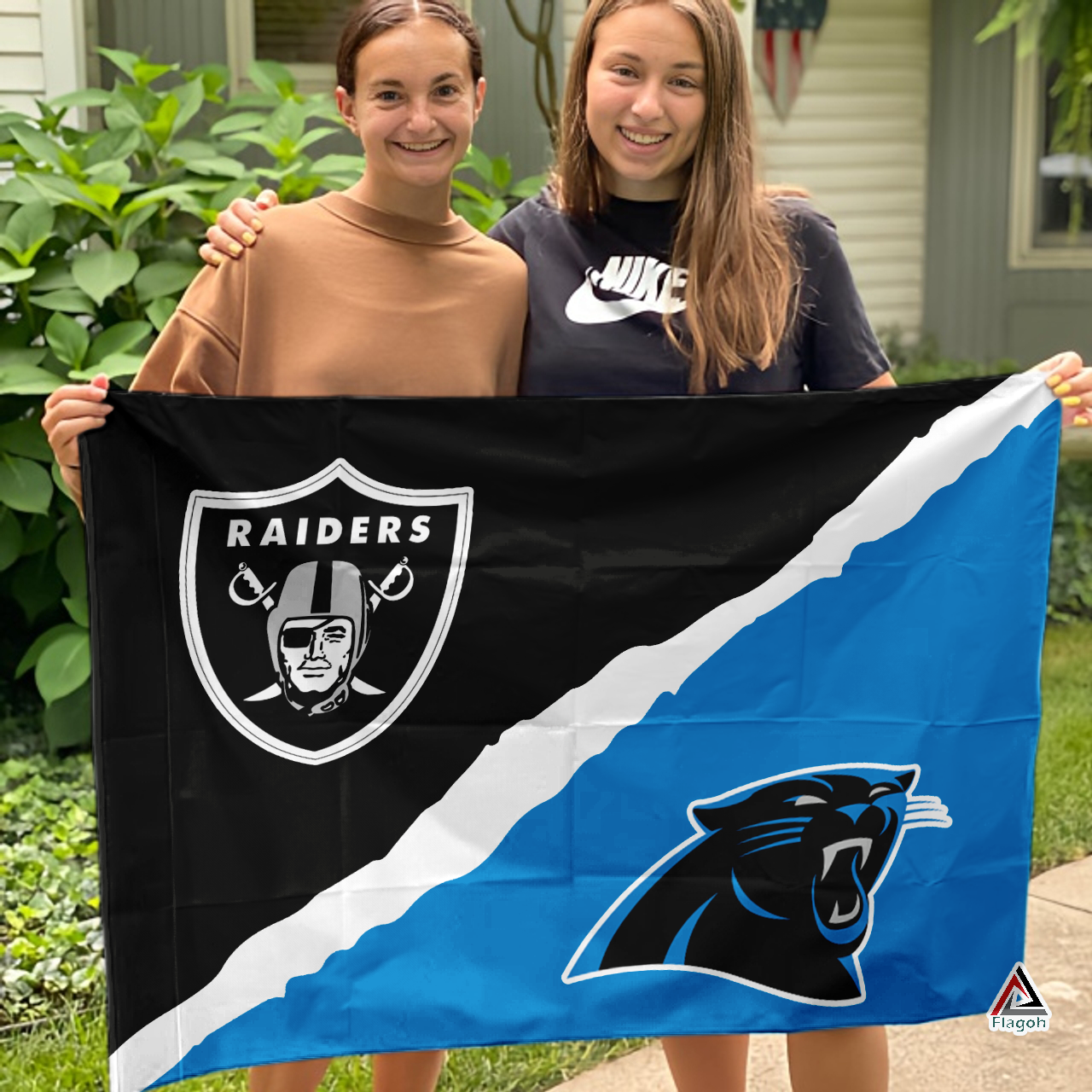 Raiders vs Panthers House Divided Flag, NFL House Divided Flag - Image 3
