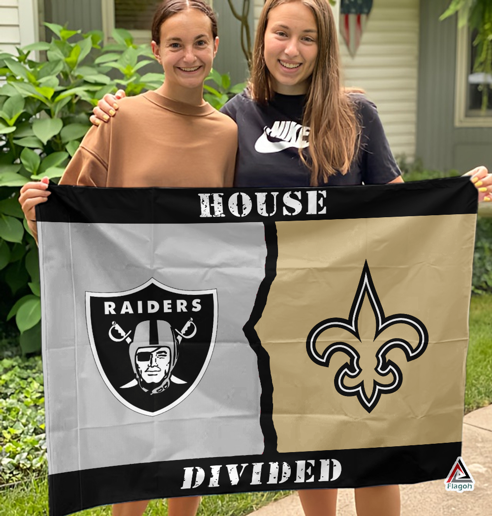 Raiders vs Saints House Divided Flag, NFL House Divided Flag - Image 3