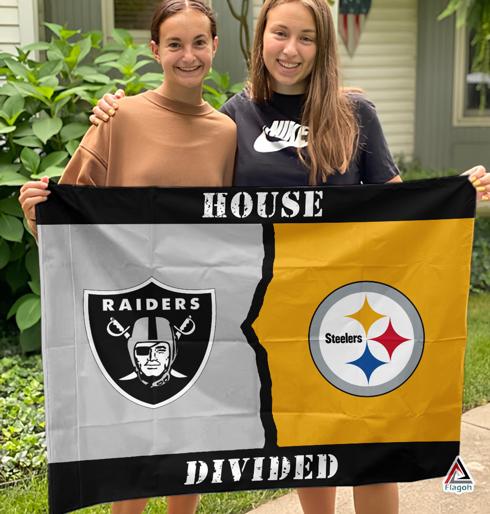Raiders vs Steelers House Divided Flag, NFL House Divided Flag - Image 3