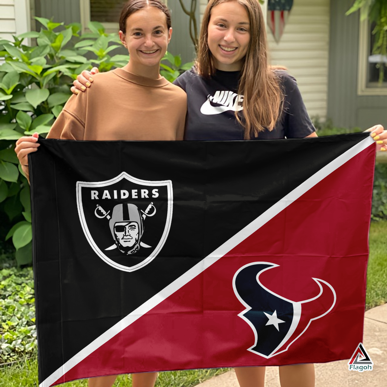 Raiders vs Texans House Divided Flag, NFL House Divided Flag - Image 3
