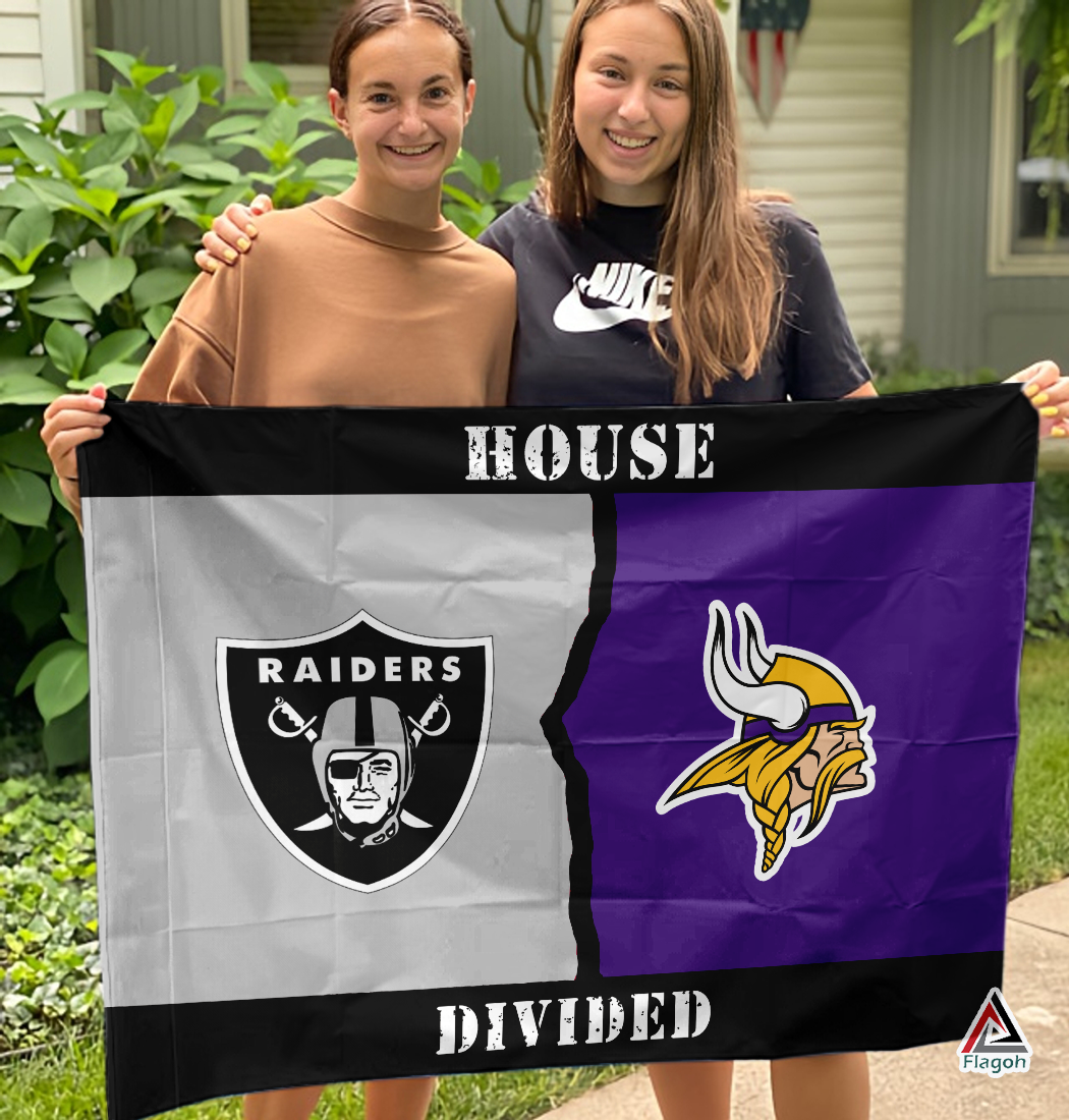 Raiders vs Vikings House Divided Flag, NFL House Divided Flag - Image 3