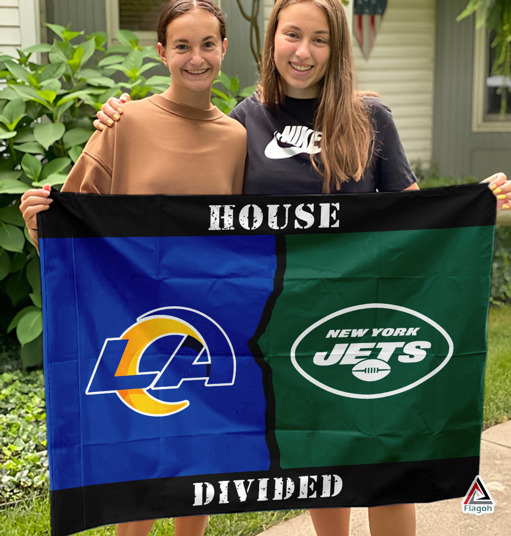 Rams vs Jets House Divided Flag, NFL House Divided Flag - Image 3