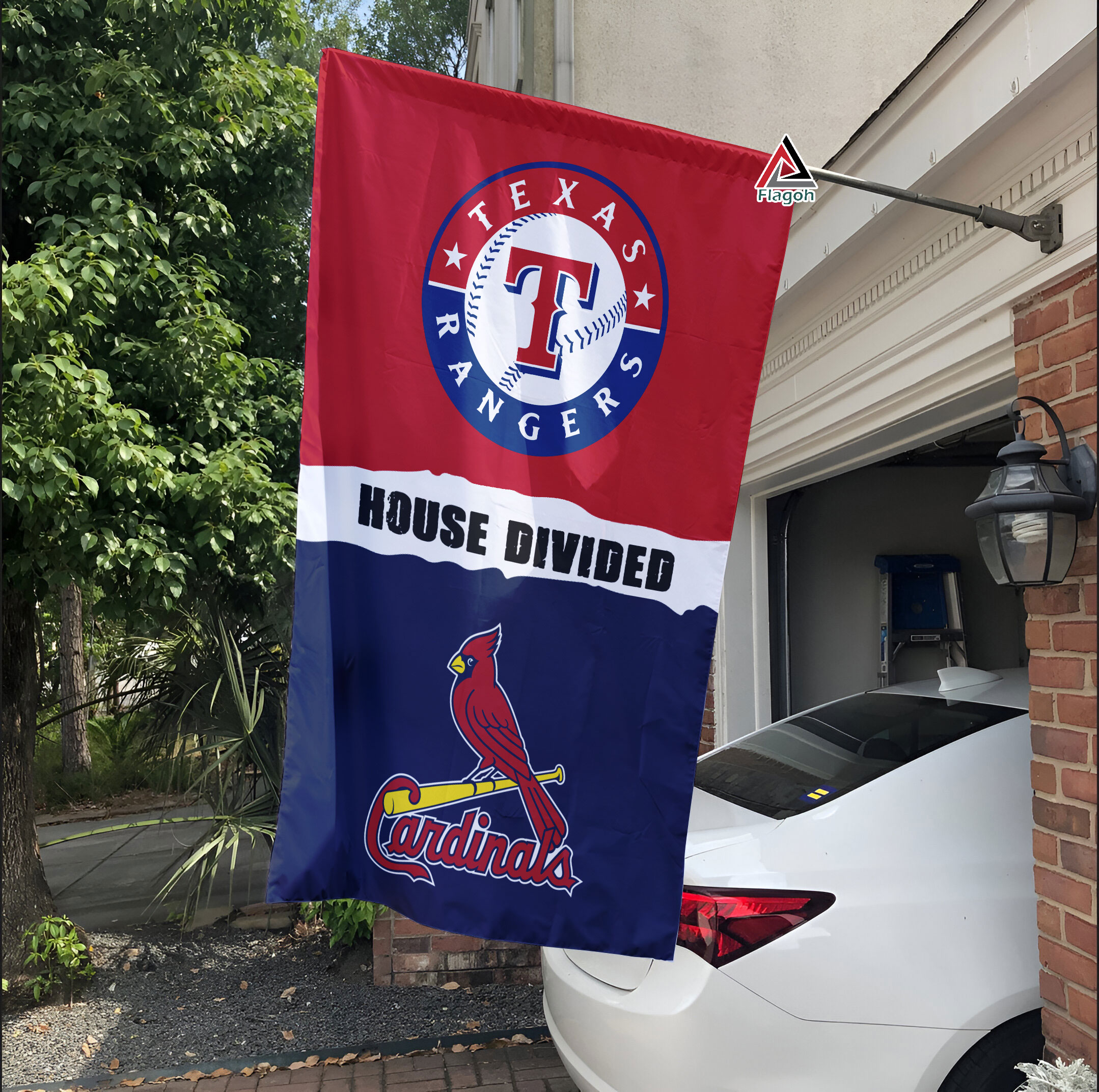 Rangers vs Cardinals House Divided Flag, MLB House Divided Flag - Image 3