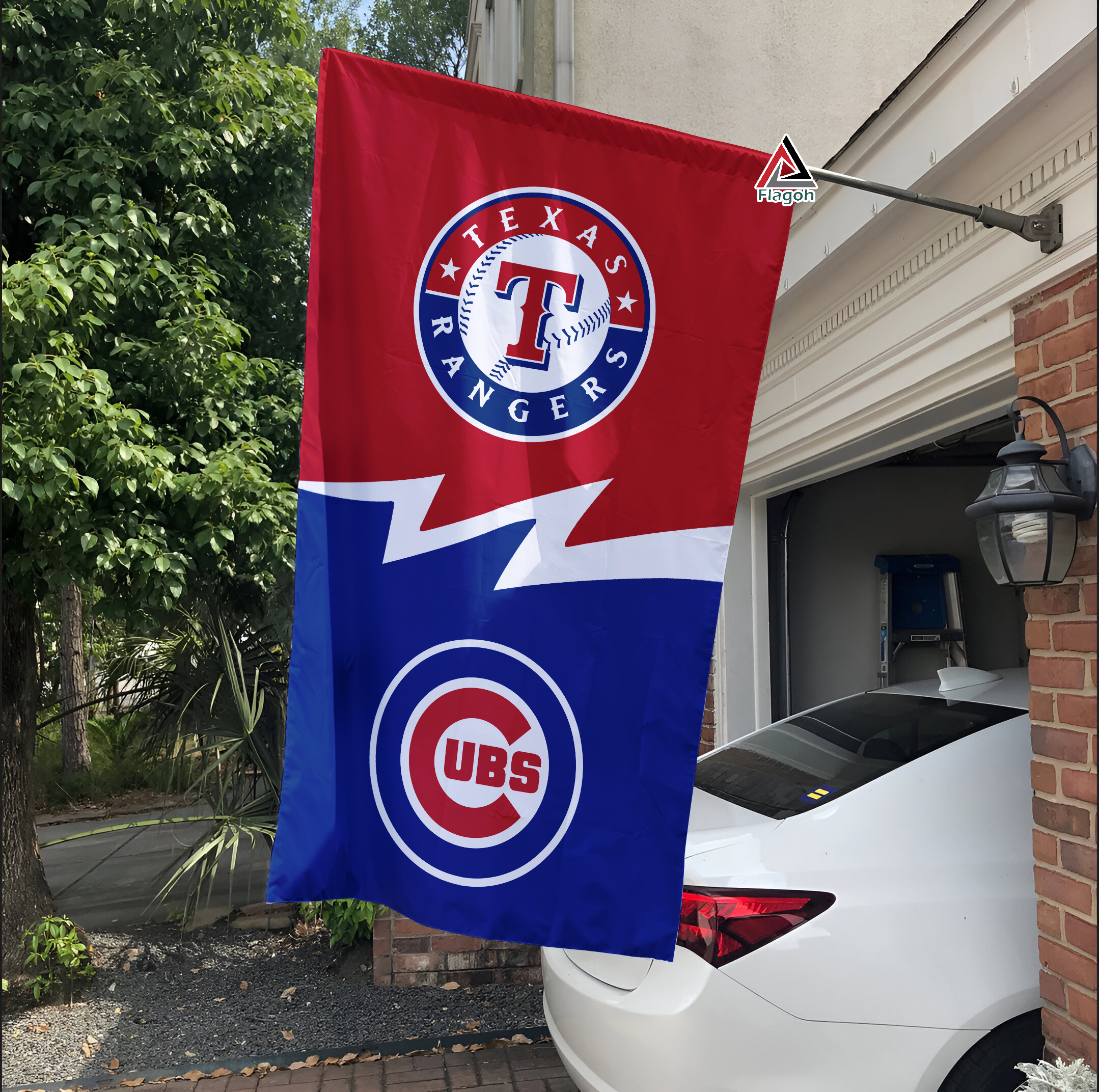 Rangers vs Cubs House Divided Flag, MLB House Divided Flag - Image 3