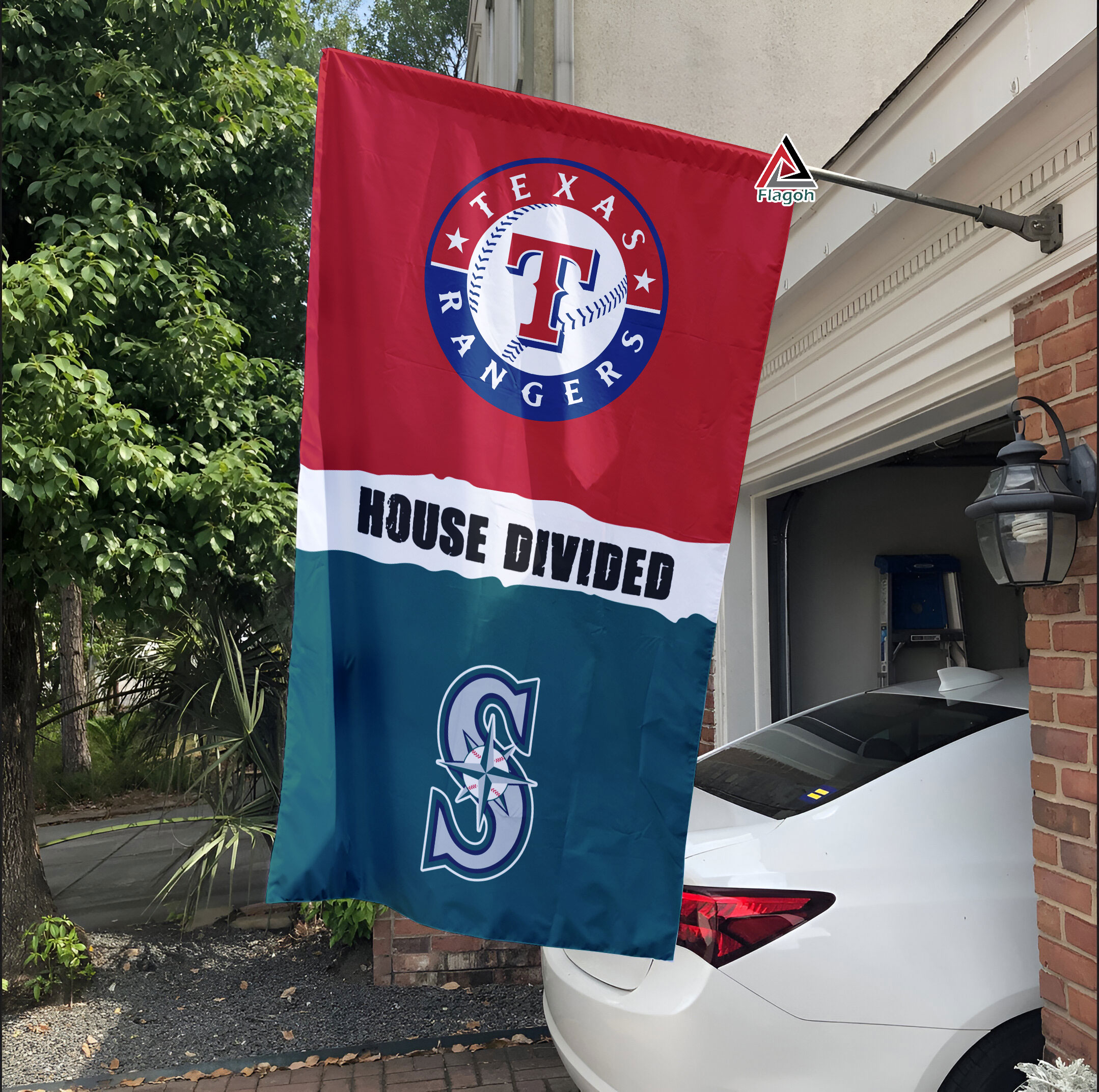 Rangers vs Mariners House Divided Flag, MLB House Divided Flag - Image 3