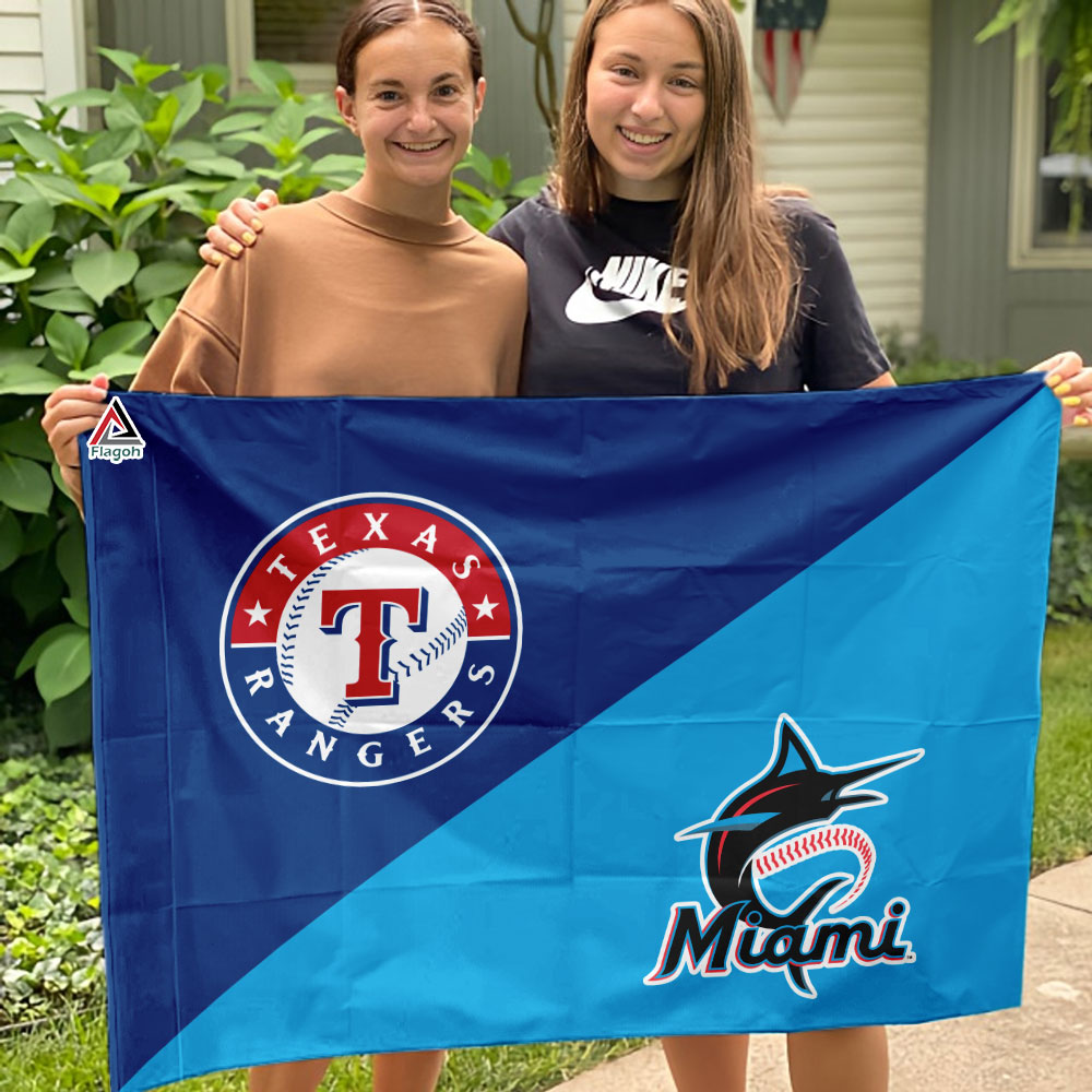 Rangers vs Marlins House Divided Flag, MLB House Divided Flag - Image 3