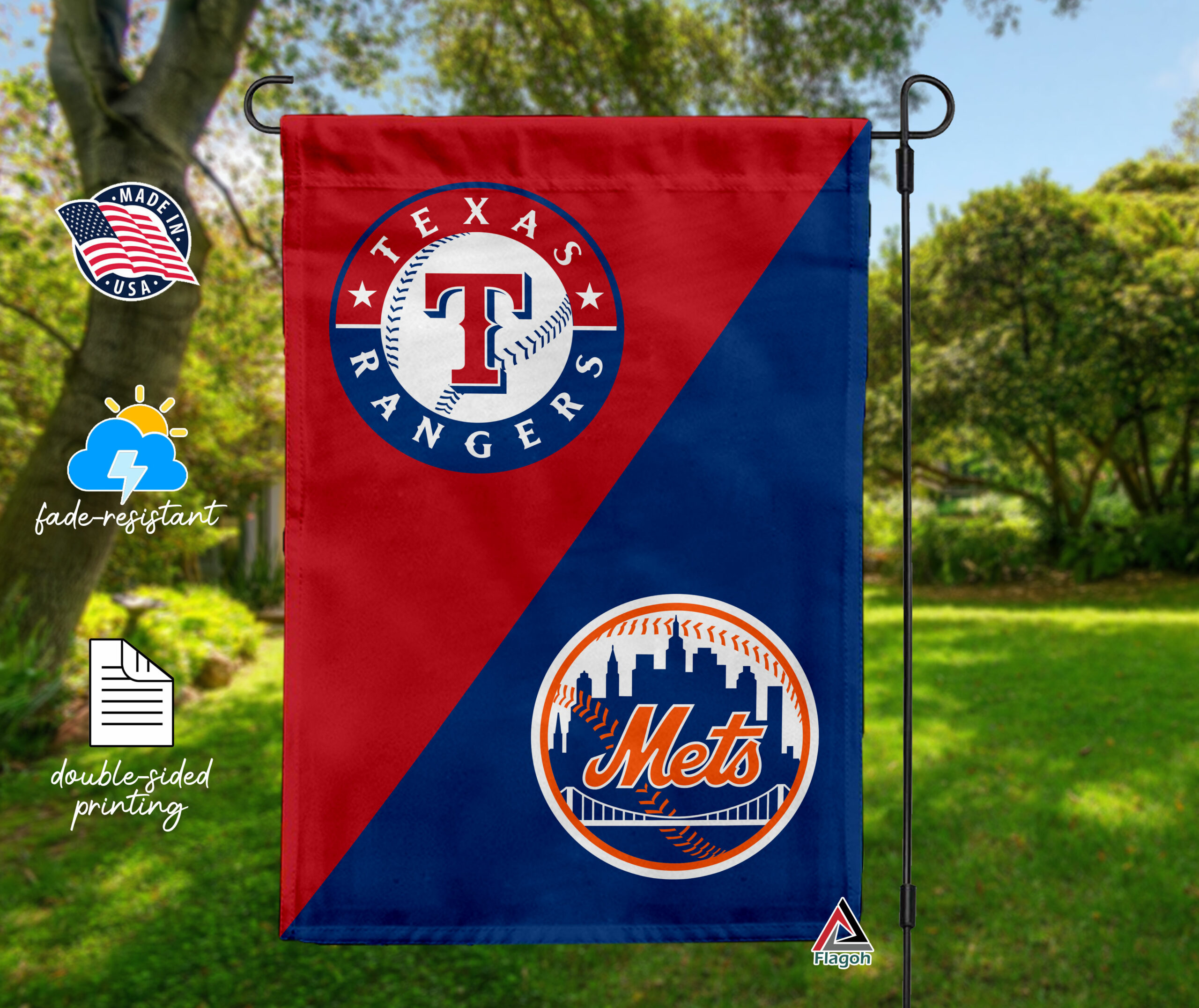Rangers vs Mets House Divided Flag, MLB House Divided Flag - Image 4