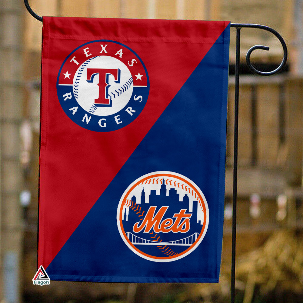 Rangers vs Mets House Divided Flag, MLB House Divided Flag