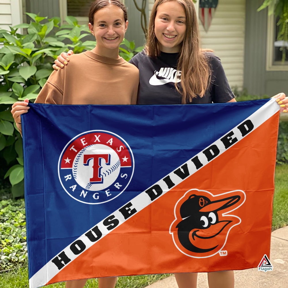 Rangers vs Orioles House Divided Flag, MLB House Divided Flag - Image 3