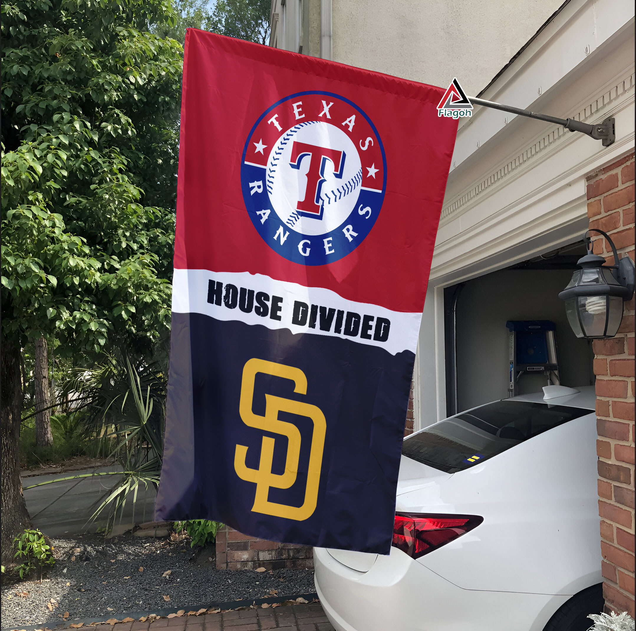 Rangers vs Padres House Divided Flag, MLB House Divided Flag - Image 3