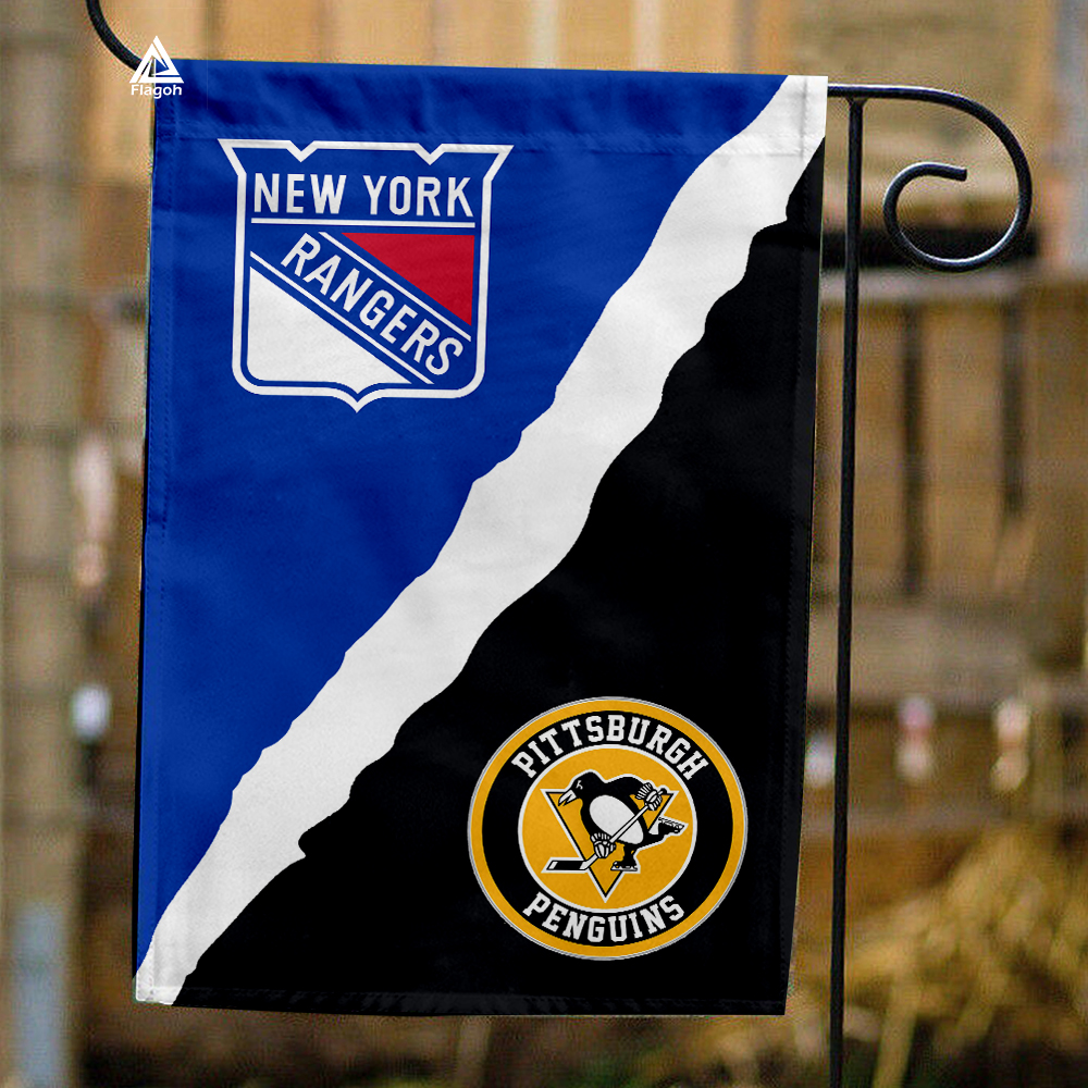 Rangers vs Penguins House Divided Flag, NHL House Divided Flag