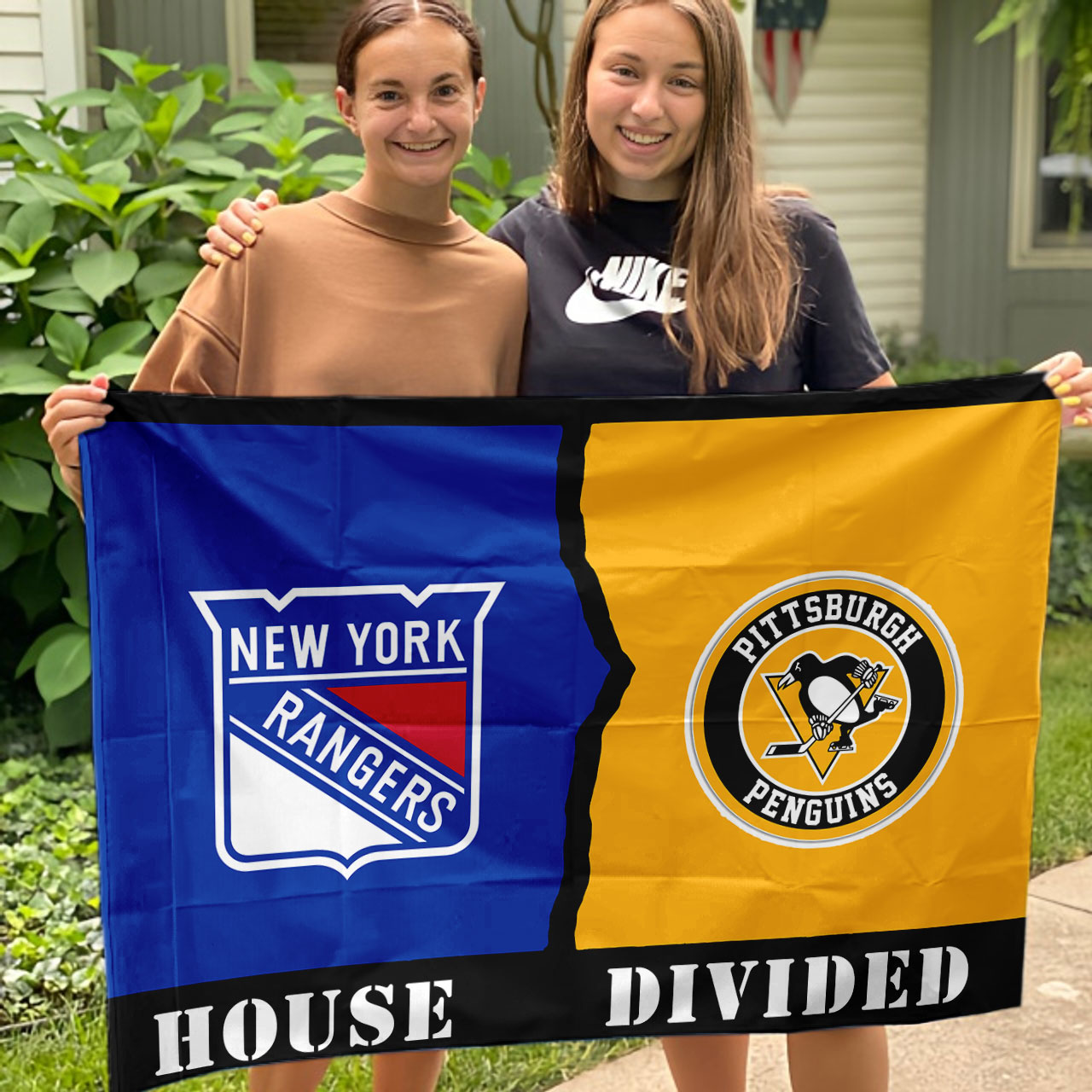 Rangers vs Penguins House Divided Flag, NHL House Divided Flag - Image 3