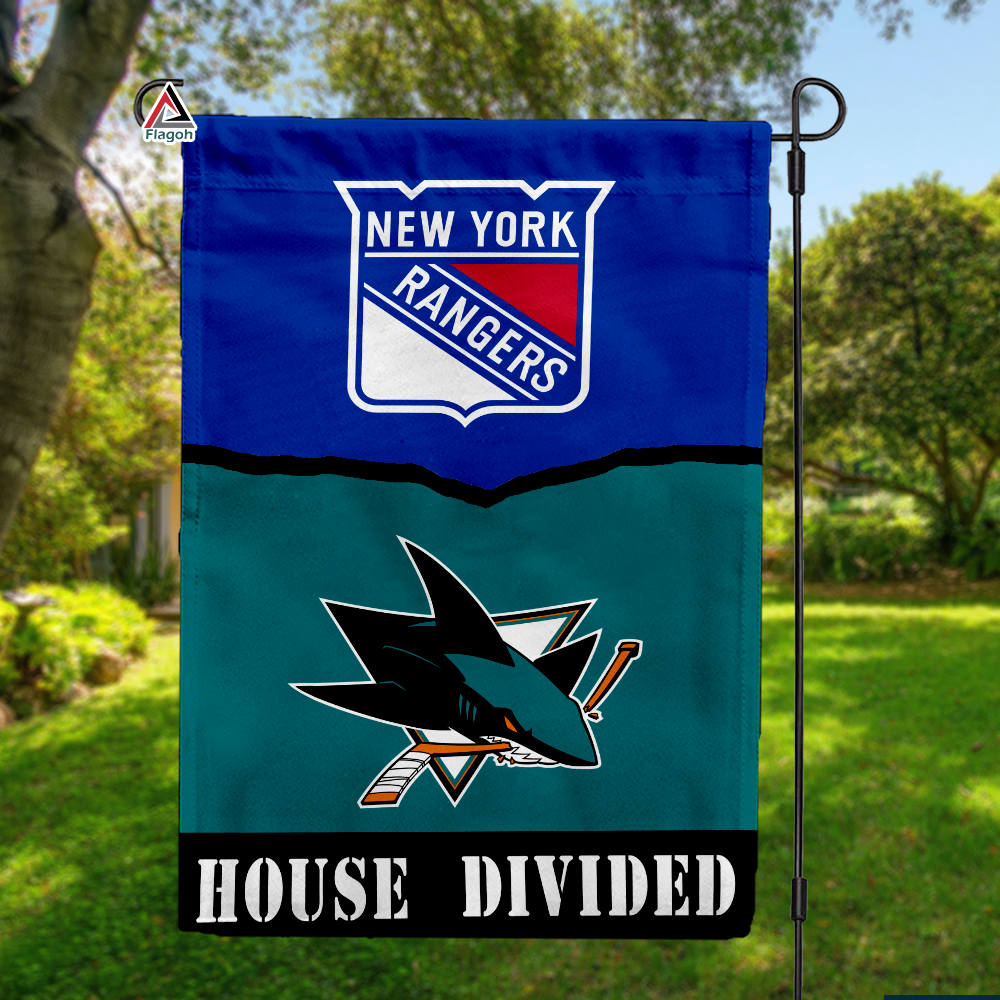 Rangers vs Sharks House Divided Flag, NHL House Divided Flag