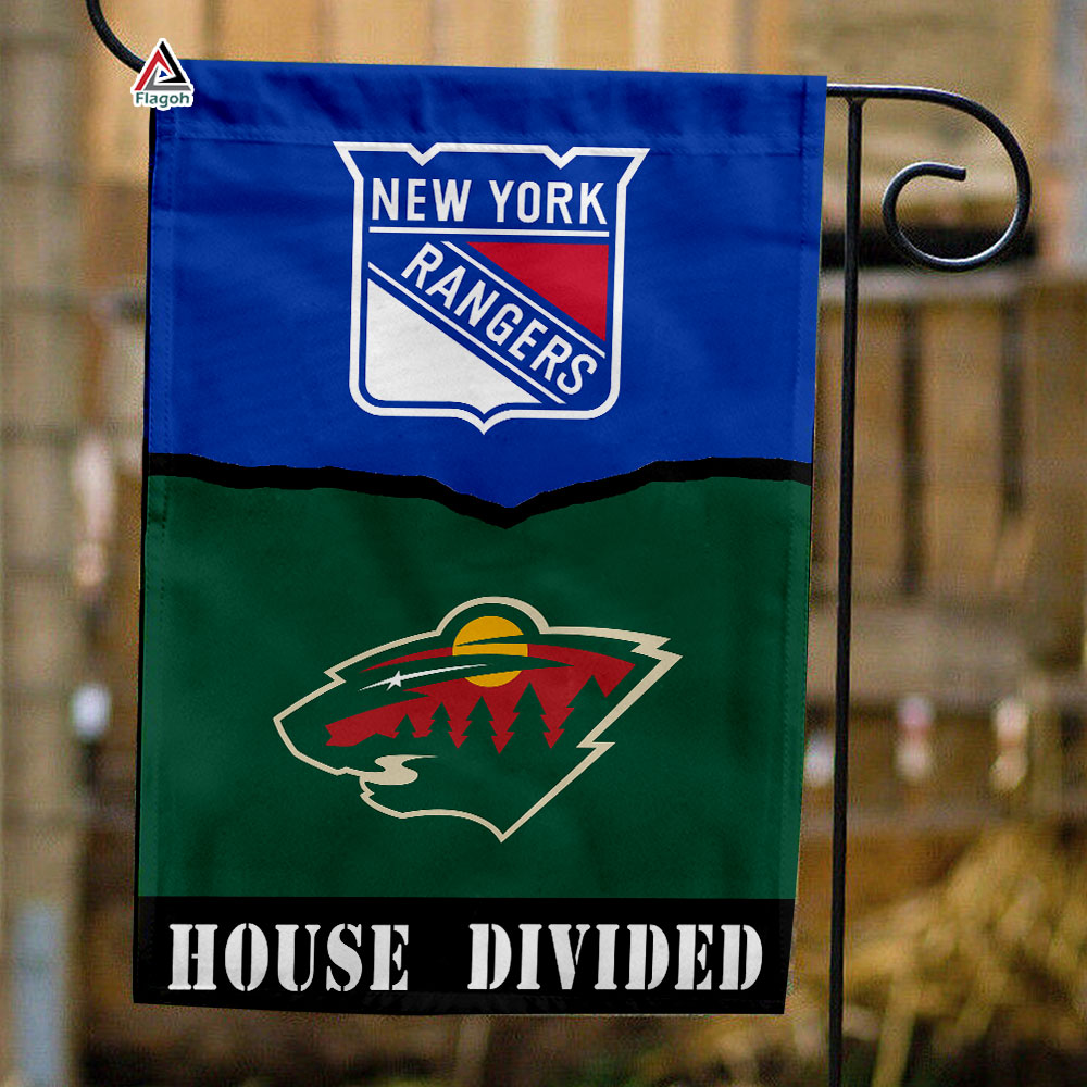 Rangers vs Wild House Divided Flag, NHL House Divided Flag