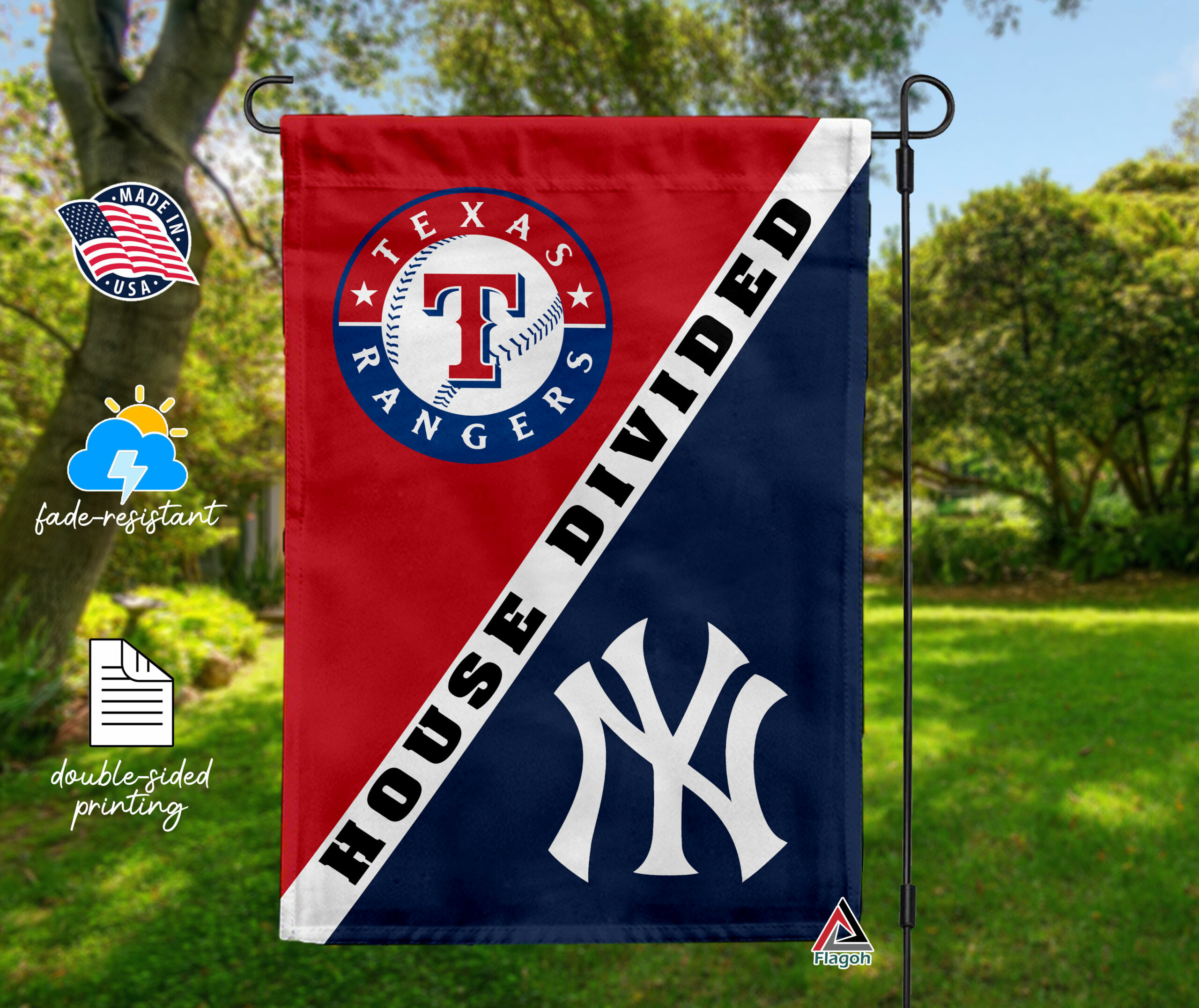 Rangers vs Yankees House Divided Flag, MLB House Divided Flag - Image 4